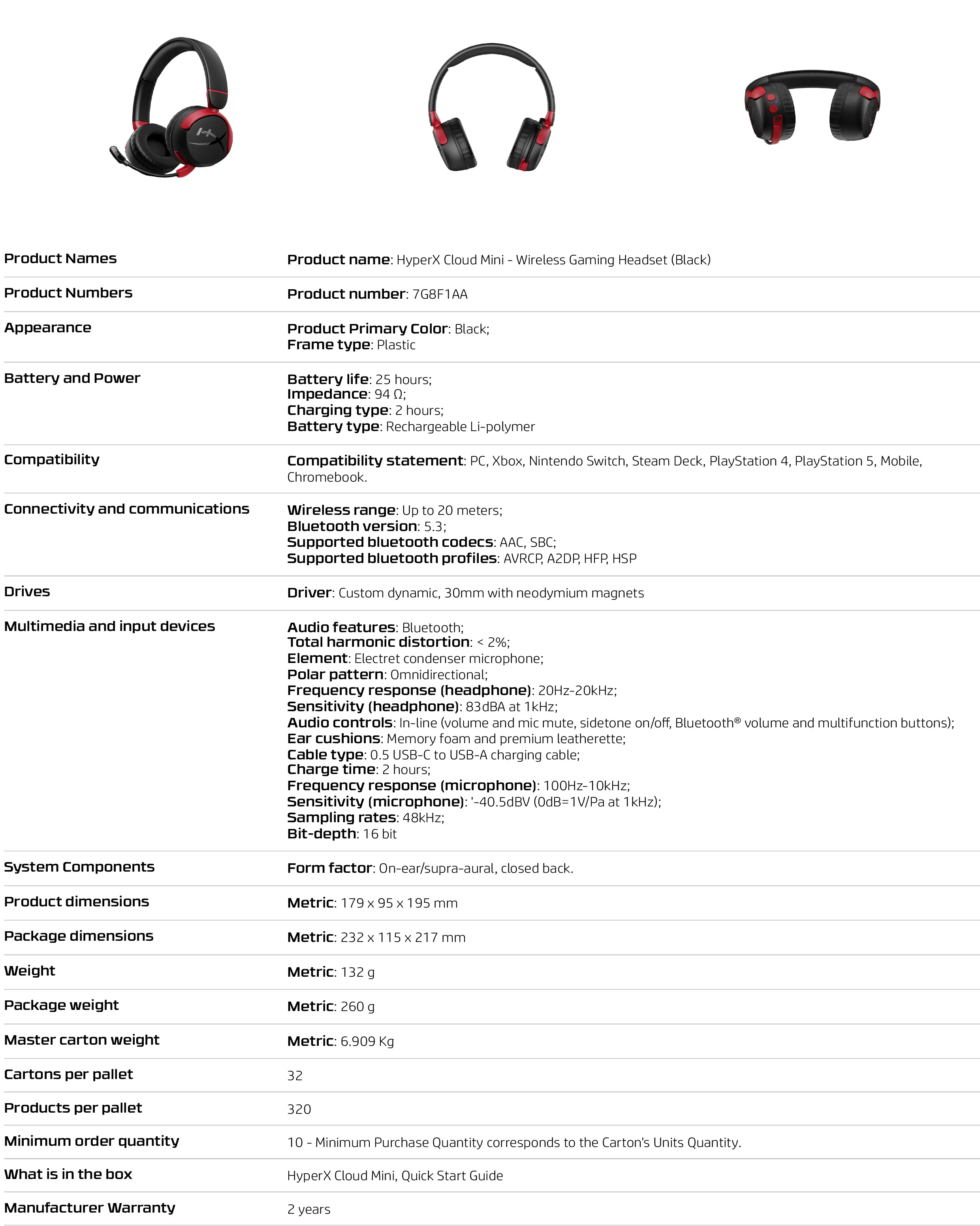 HyperX Cloud Mini - 無線電競耳機（黑色）