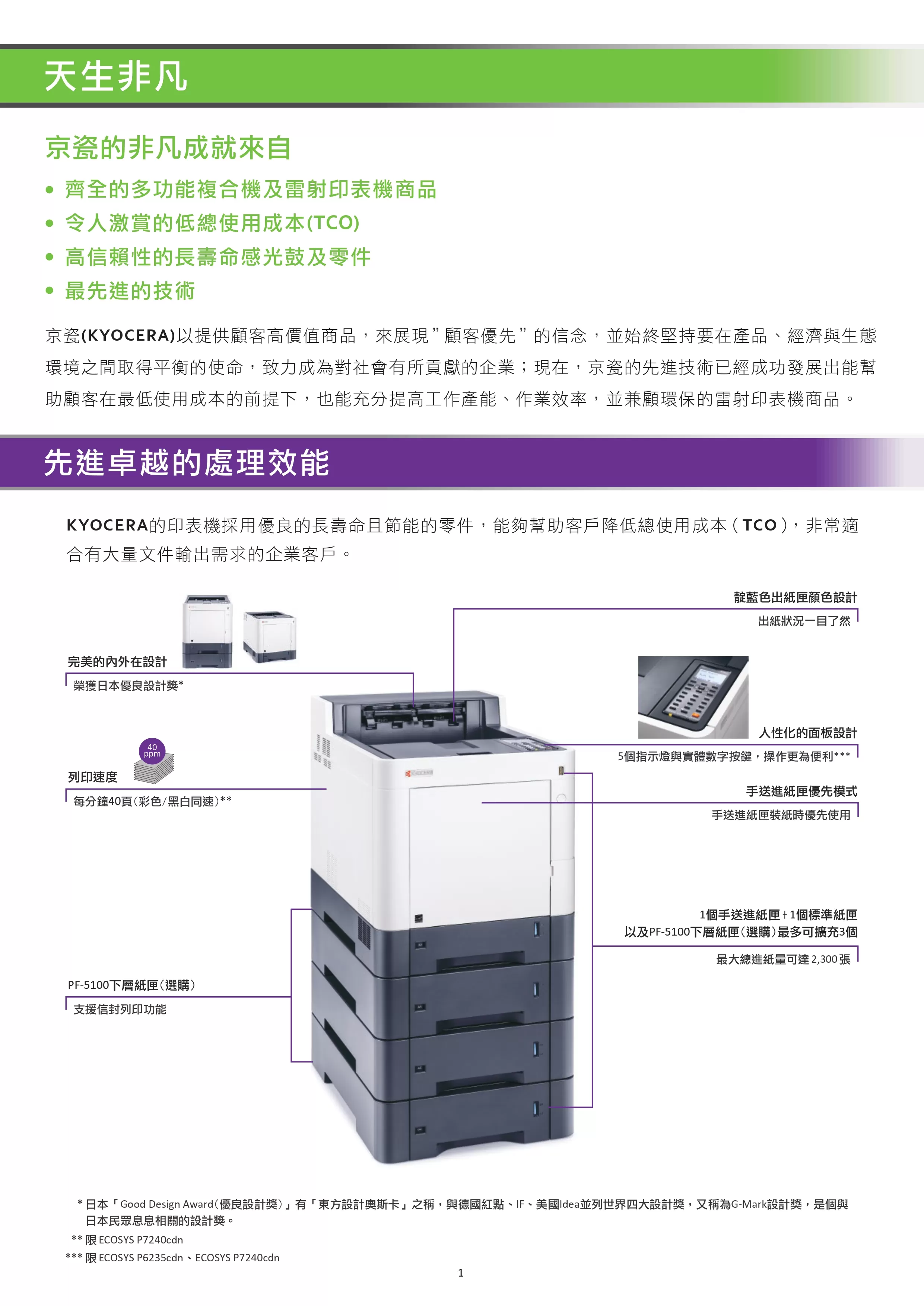 Kyocera 京瓷 ECOSYS P7240cdn 彩色雷射印表機