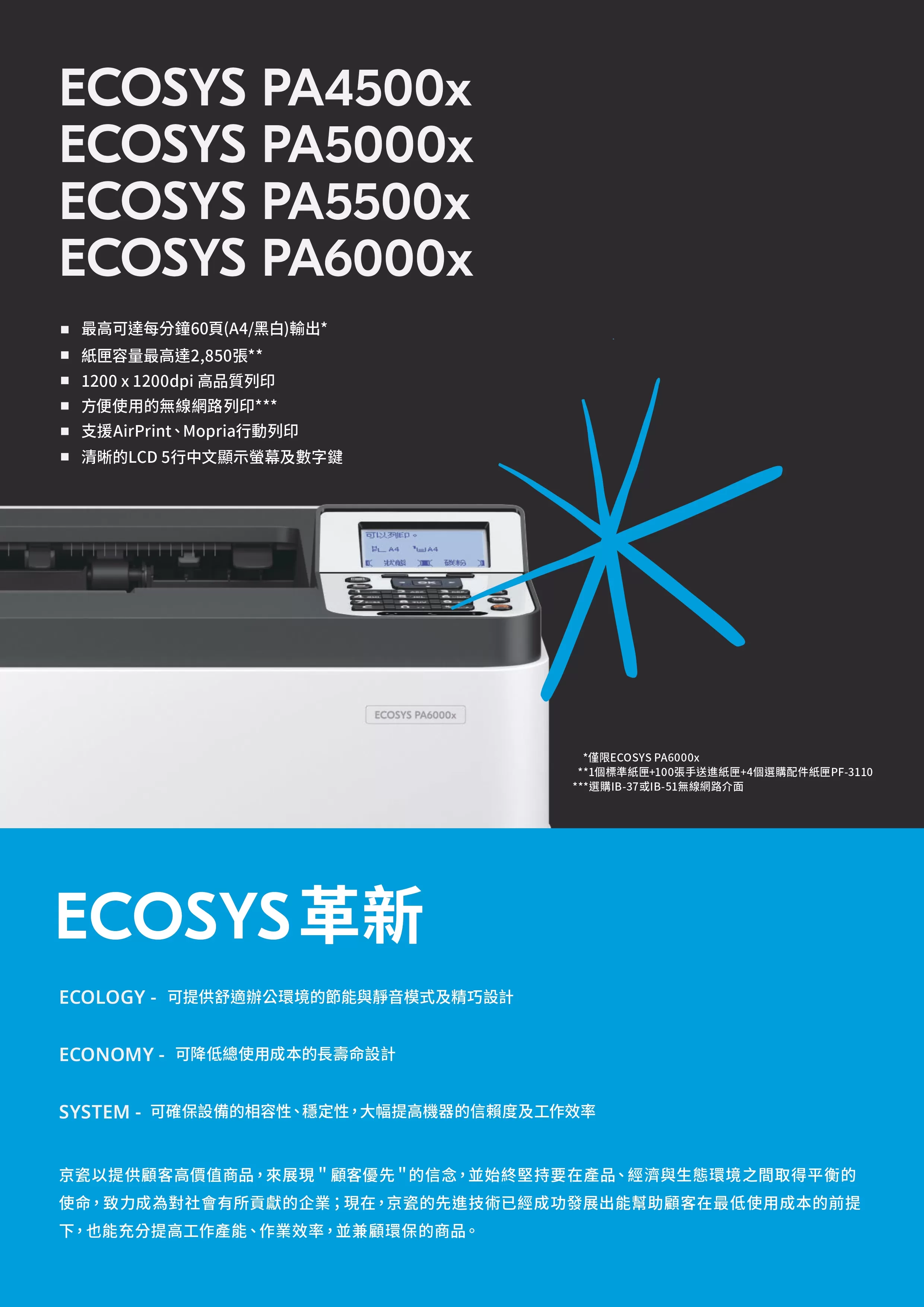 Kyocera 京瓷 ECOSYS PA6000x 黑白雷射印表機