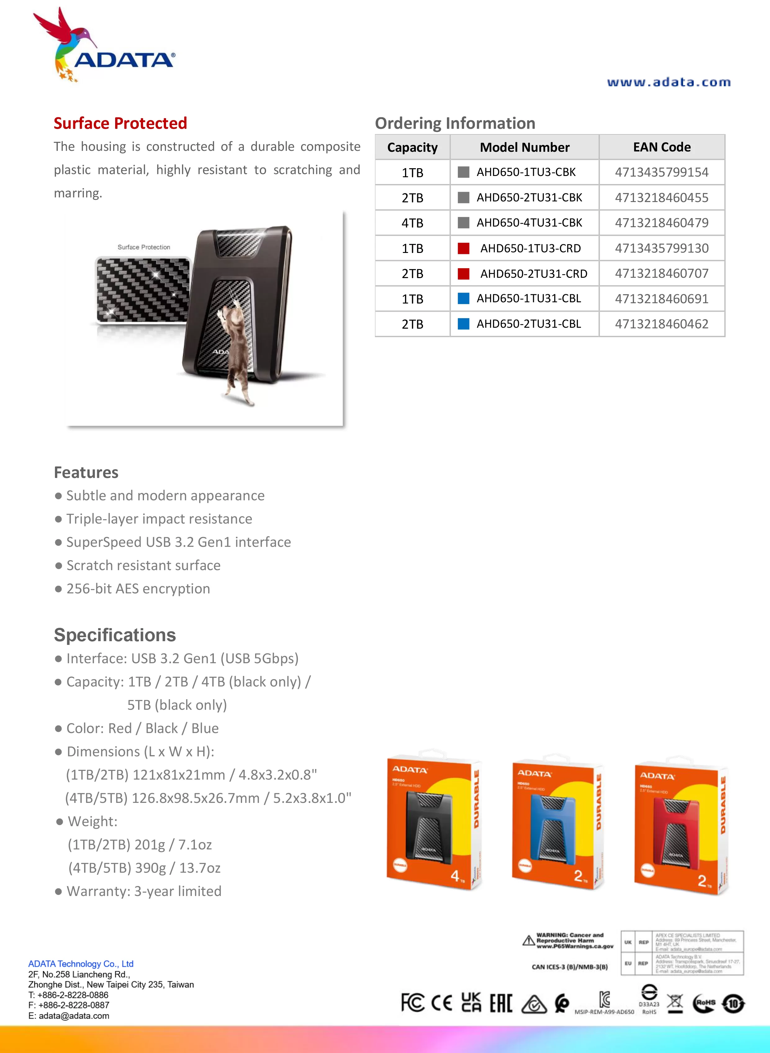 ADATA 威剛 HD650 外接式硬碟