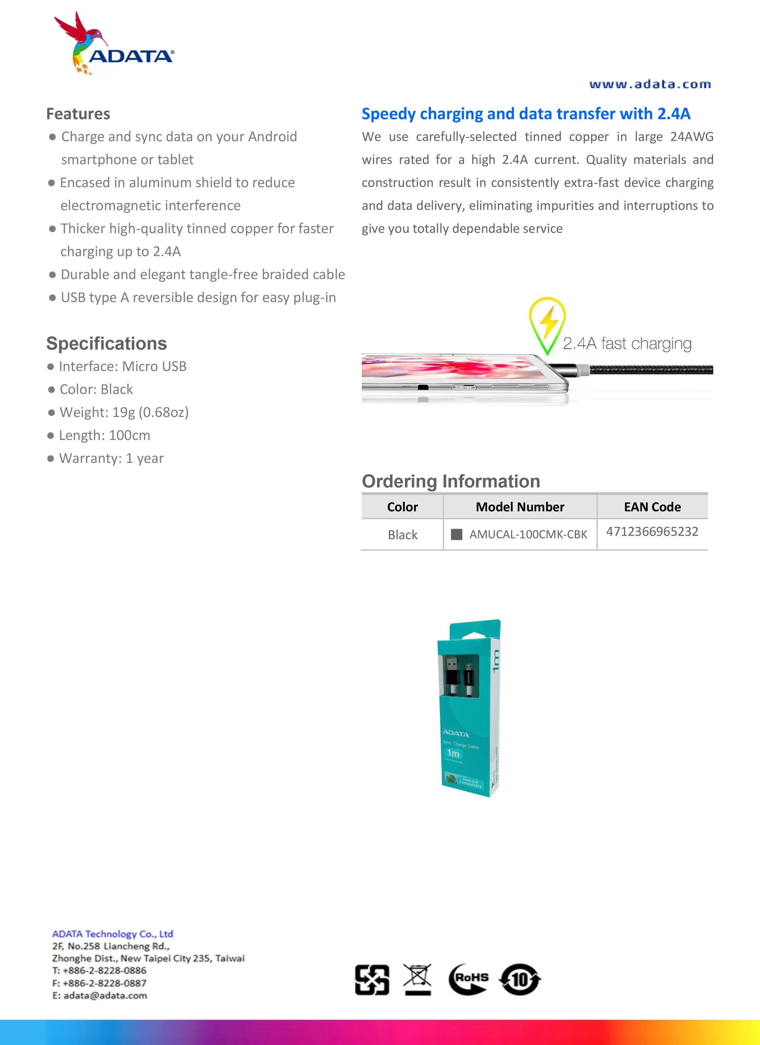 ADATA 威剛 Micro USB 充電傳輸線