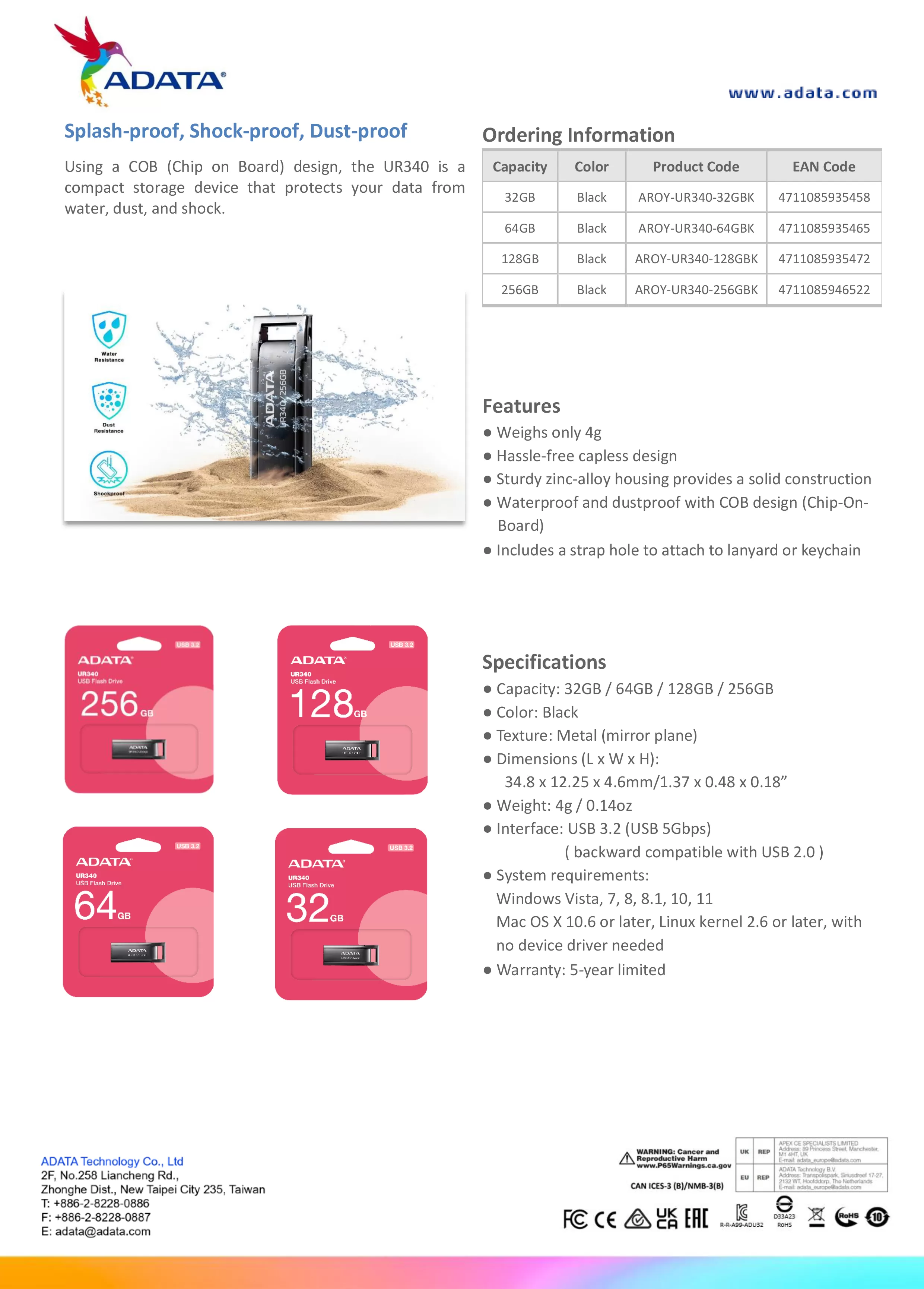 ADATA 威剛 UR340 USB 隨身碟