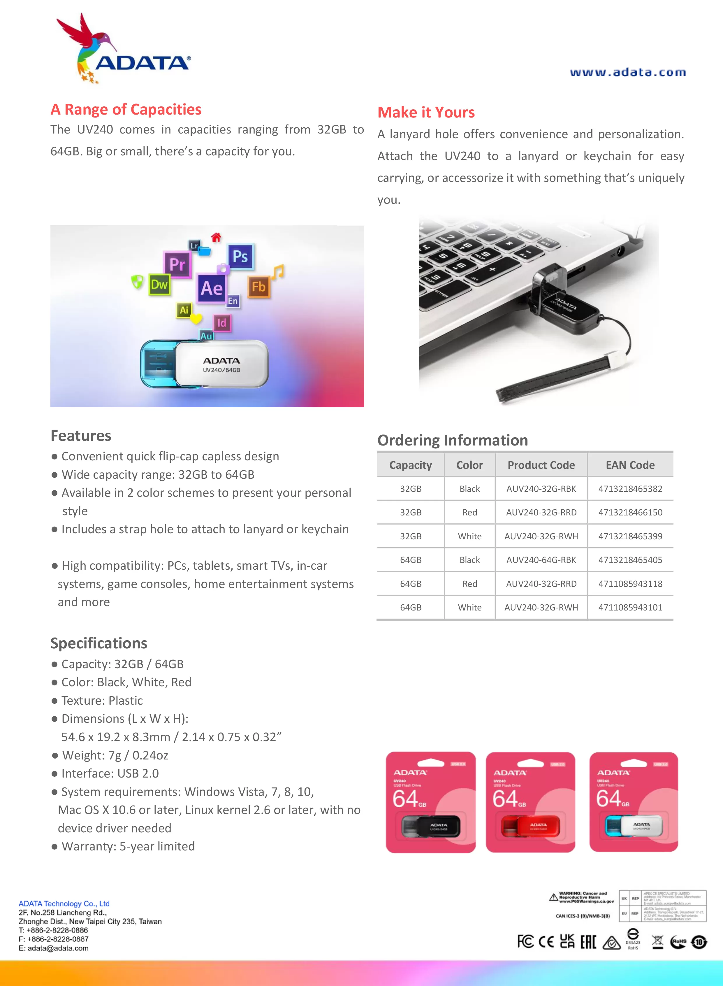 ADATA 威剛 UV240 USB 隨身碟