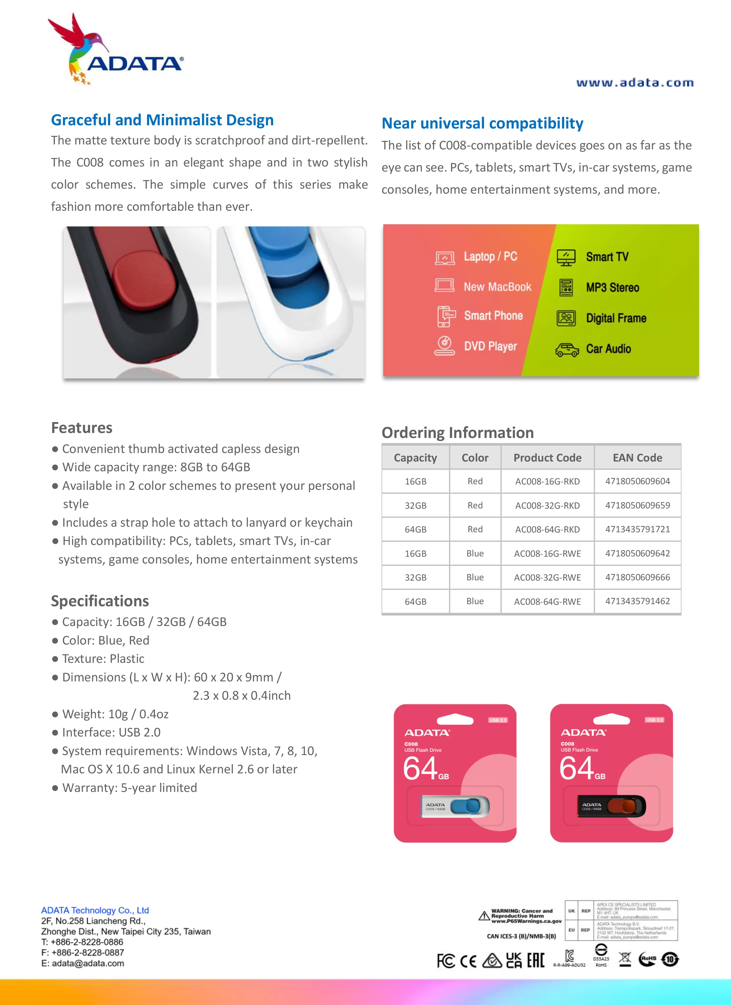 ADATA 威剛 C008 USB 隨身碟