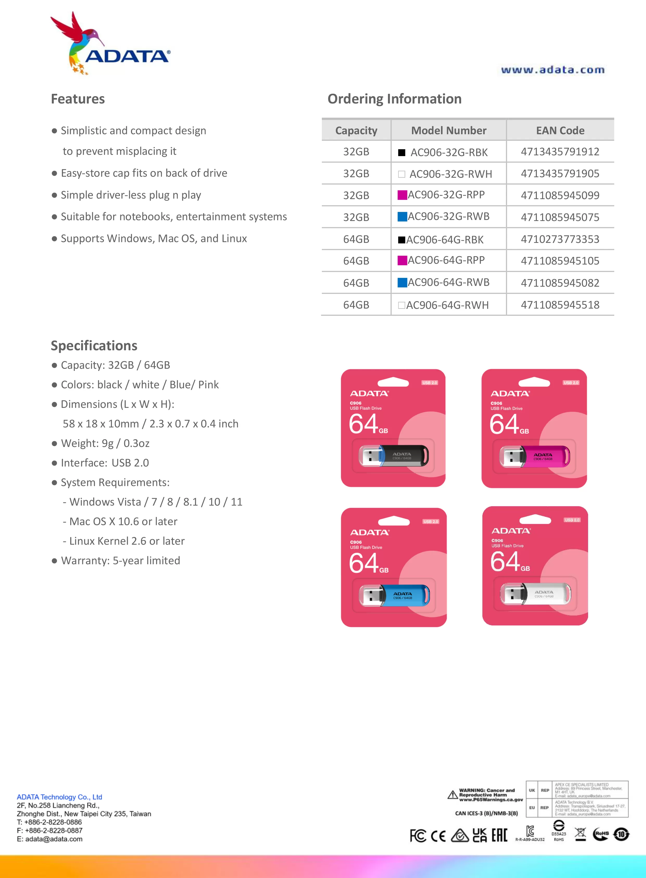 ADATA 威剛 C906 USB 隨身碟