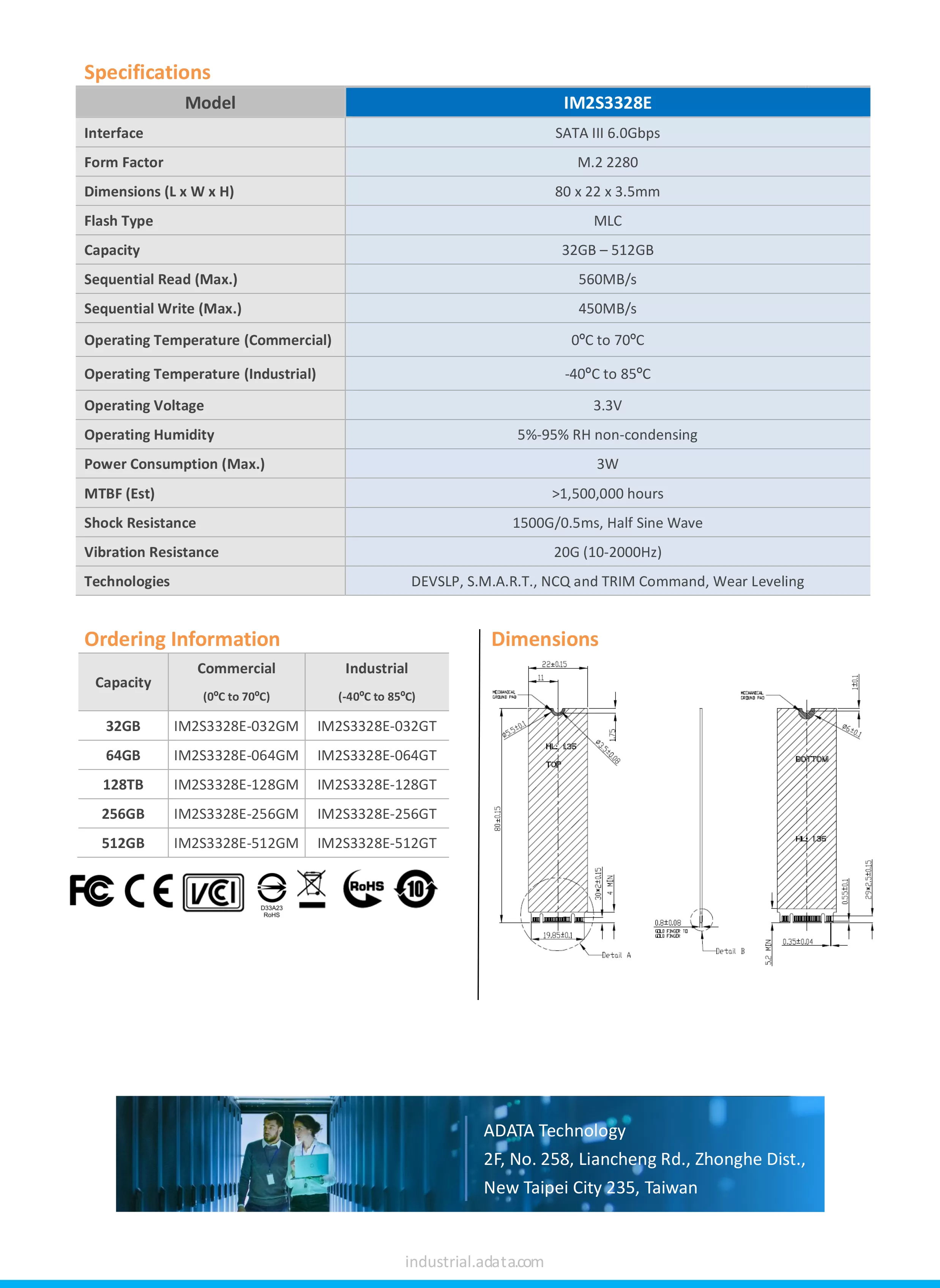 ADATA 威剛 IM2S3328E 工業級 SATA SSD