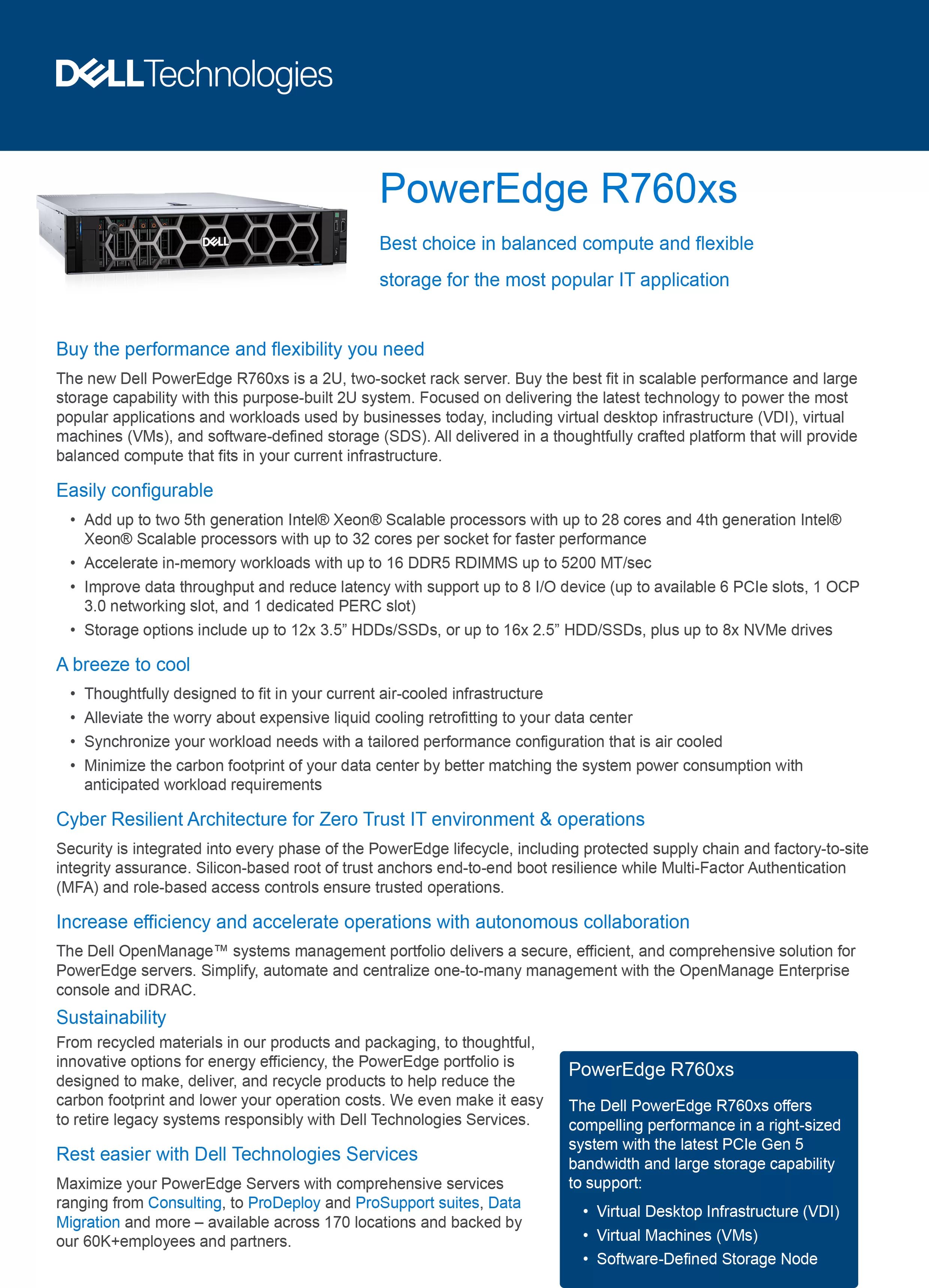 DELL 戴爾 PowerEdge R760xs 機架式 伺服器