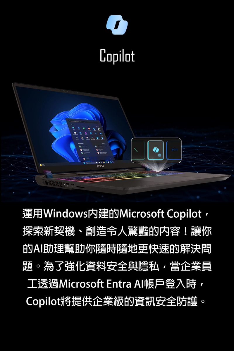 MSI 微星 Vector 17 HX AI Ultra 9處理器/RTX 5070 Ti 12GB晶片 入門電競筆電