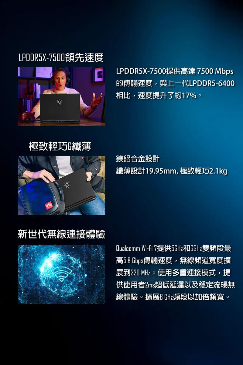 MSI 微星 Stealth A16 AI+ A3HVFG AMD Ryzen™ AI 9 365超高校級處理器 /  RTX4060 GDDR6 8G 頂尖顯示卡 電競筆電