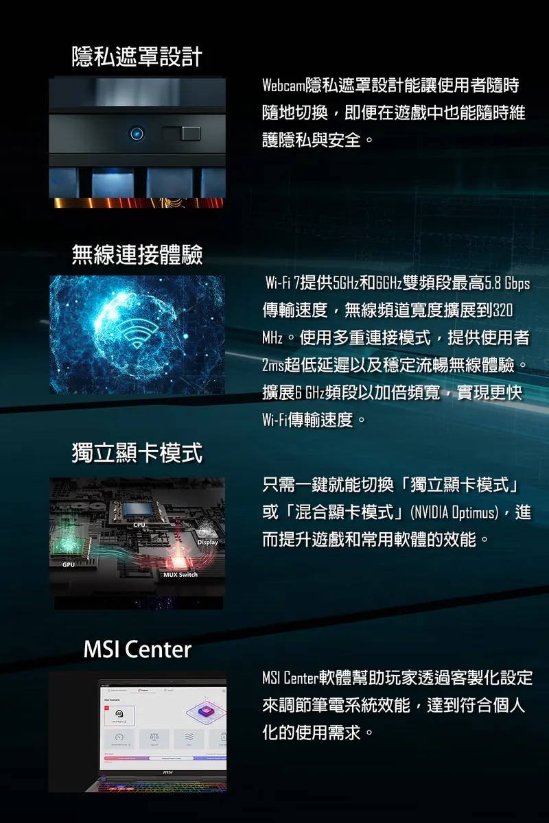 MSI 微星 Vector 16 HX AI Intel Core Ultra 9 處理器/NVIDIA RTX 5070 Ti 12GB 電競筆電