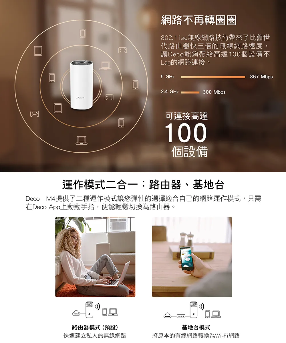 TP-Link Deco M4 AC1200 完整家庭Mesh Wi-Fi系統 (一入組),U50430035,TP-LinkDecoM4AC1200完整家庭MeshWi-Fi系統(一入組),原廠保固,大量採購歡迎洽詢,品質保證