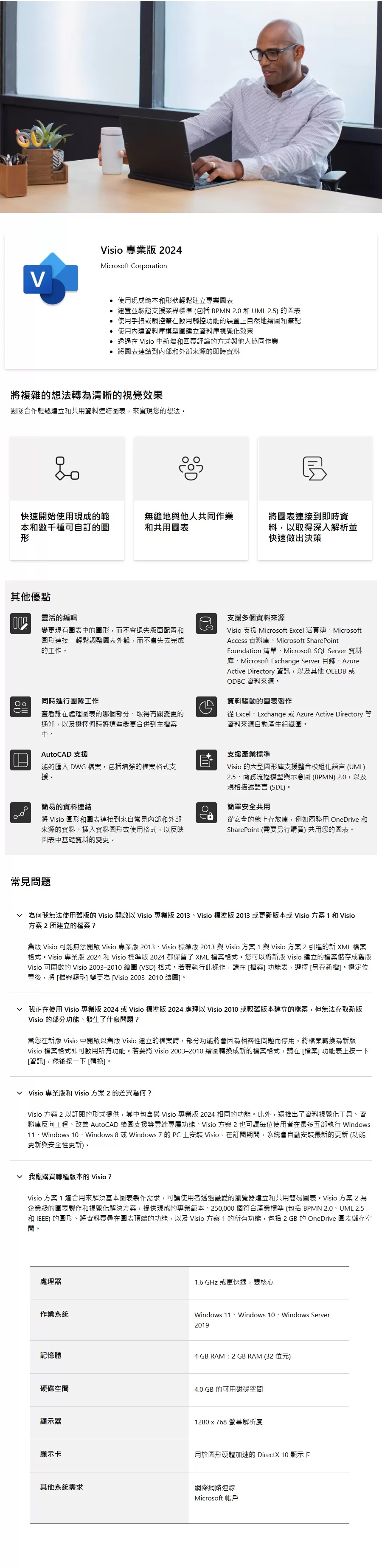 Microsoft 微軟 Visio Pro 2024 專業版 ESD數位下載 多國語言