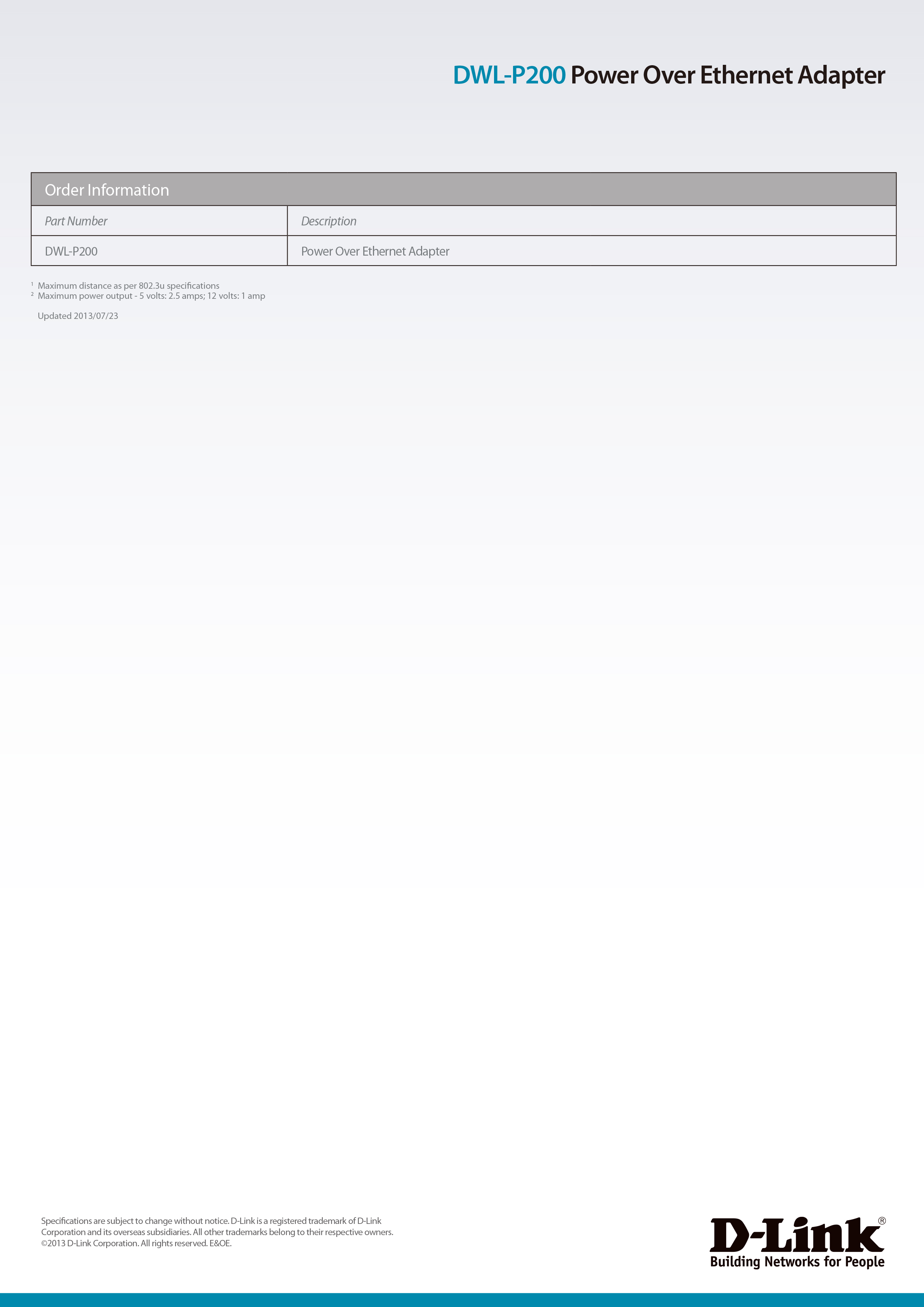 D-Link 友訊 DWL-P200 PoE線路轉換器