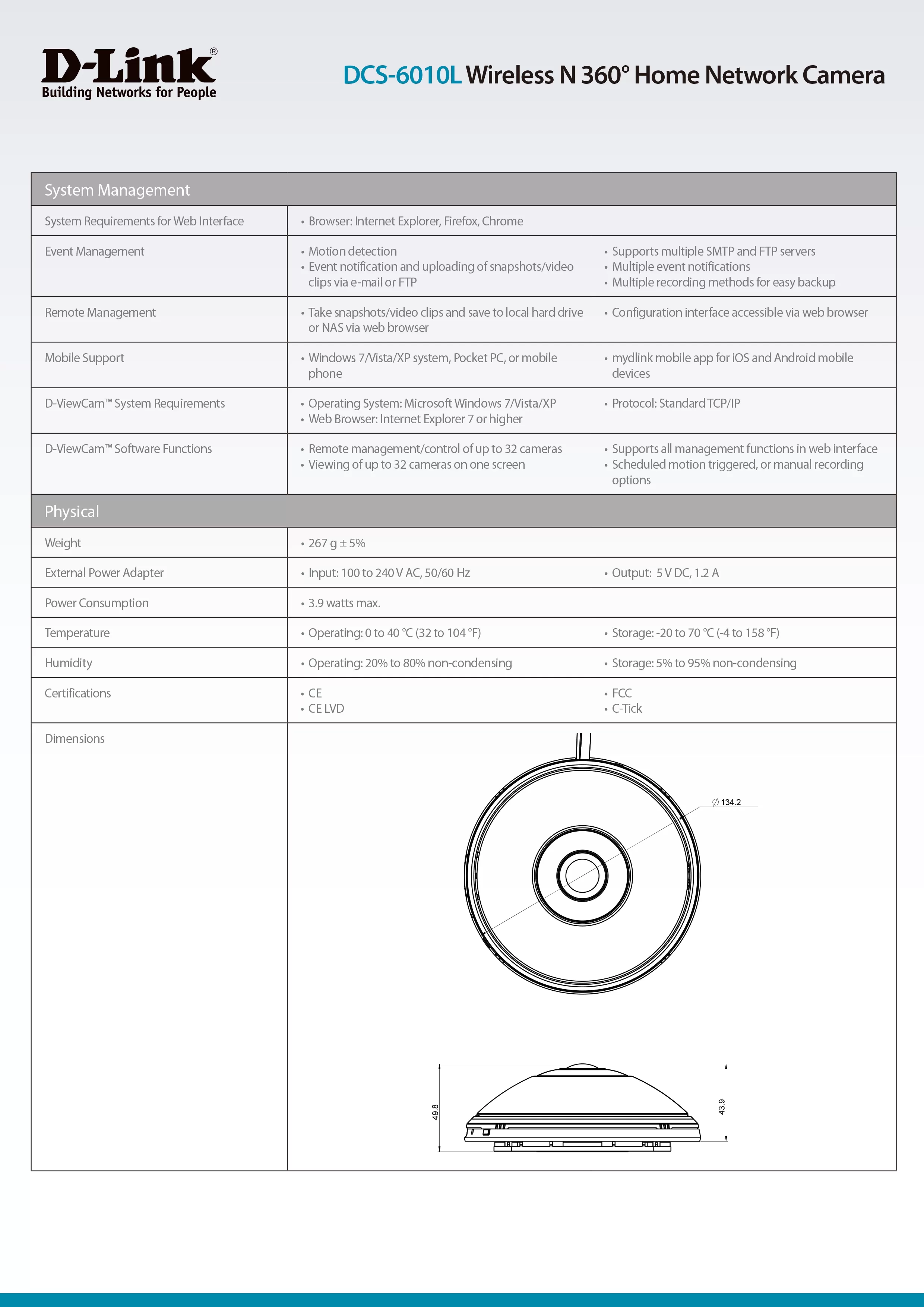 D-Link 友訊 DCS-6010L 360°魚眼無線網路攝影機
