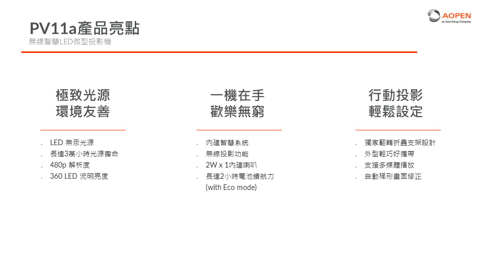 ACER AOPEN PV11a 480P 微型投影機100ANSI ( MR.JUE11.00E ),U52450012,ACERAOPENPV11a480P微型投影機100ANSI(MR.JUE11.00E),原廠保固,大量採購歡迎洽詢,品質保證