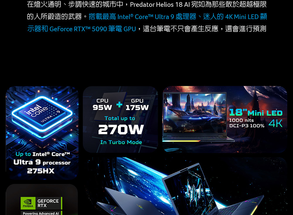 ACER Predator Helios系列:PH18-73-931H(黑) 強化電競筆記型電腦( UN.QVWTA.001 )