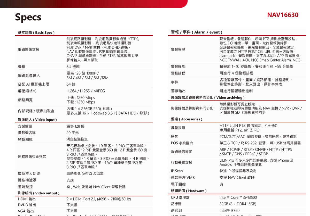 LILIN NAV16630錄影主機,U52680031,LILINNAV16630錄影主機,原廠保固,大量採購歡迎洽詢,品質保證