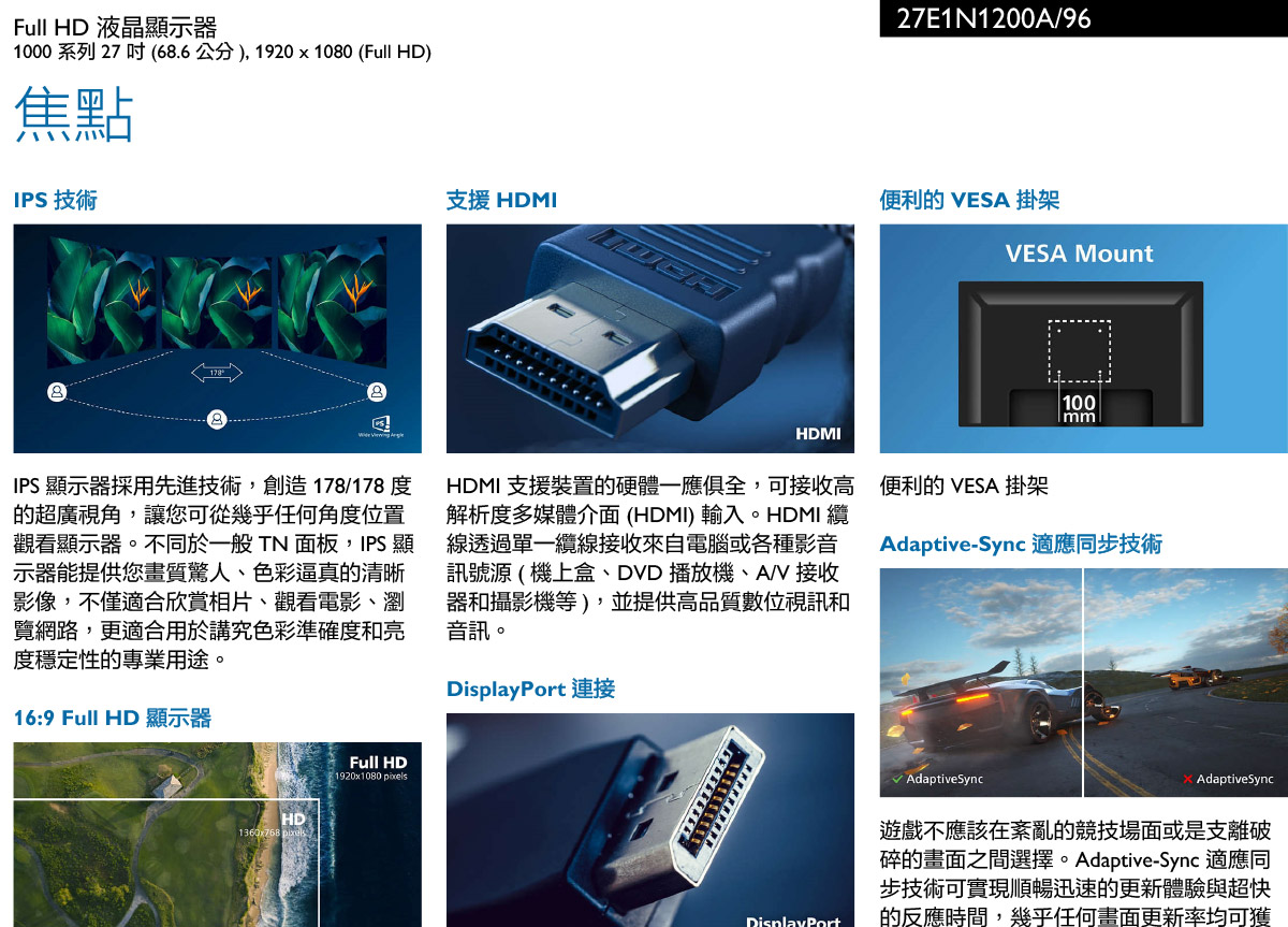 PHILIPS 27E1N1200A 27吋液晶螢幕