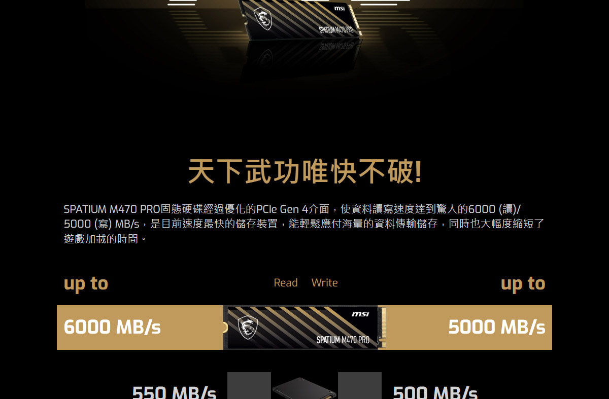 MSI 微星 SPATIUM M470 PRO PCIe 4.0 NVMe M.2 2T 固態硬碟,U53380019,MSI微星SPATIUMM470PROPCIe4.0NVMeM.22T固態硬碟,原廠保固,大量採購歡迎洽詢,品質保證