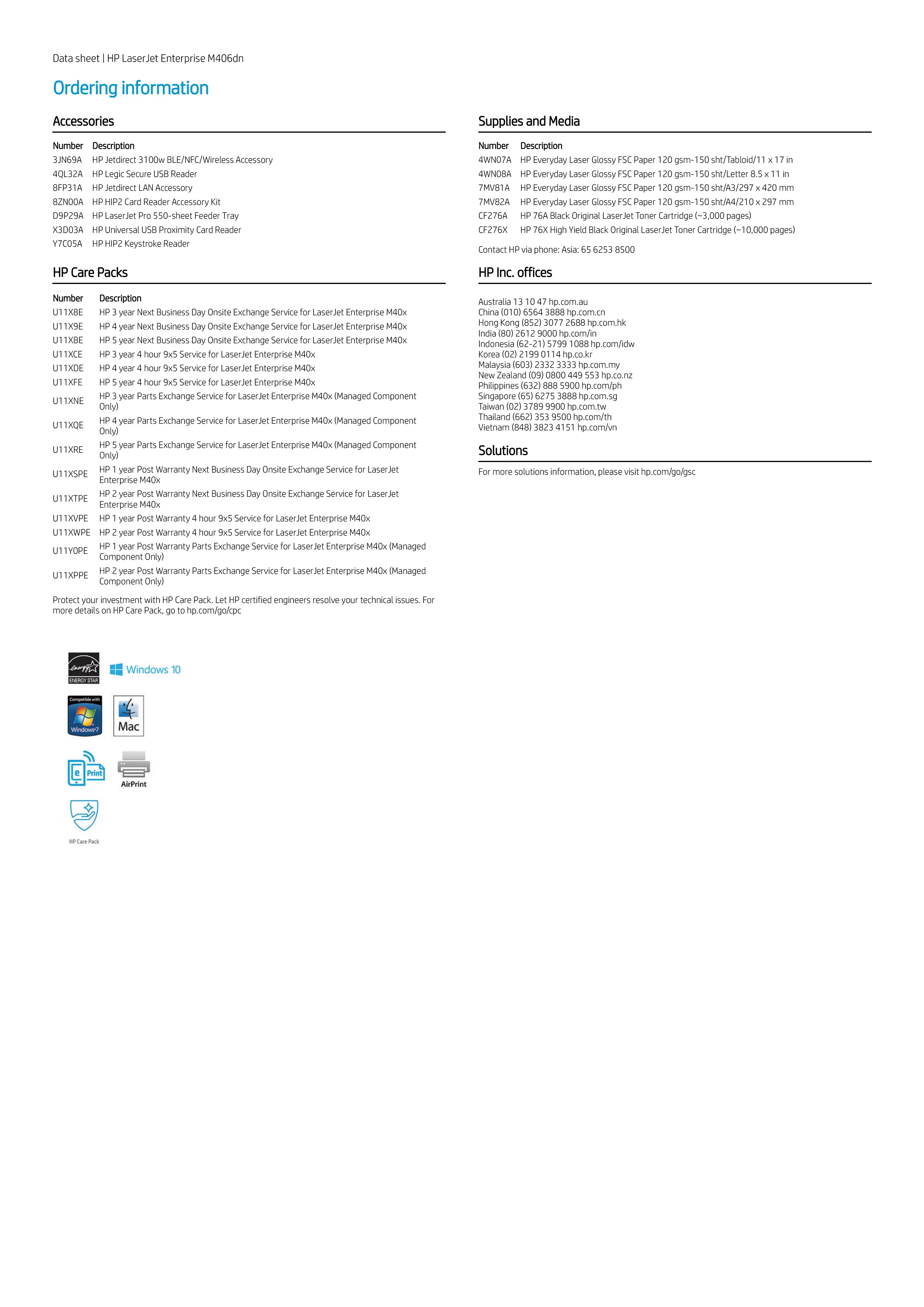 HP 惠普 LaserJet Enterprise M406dn 黑白雷射印表機 (3PZ15A)