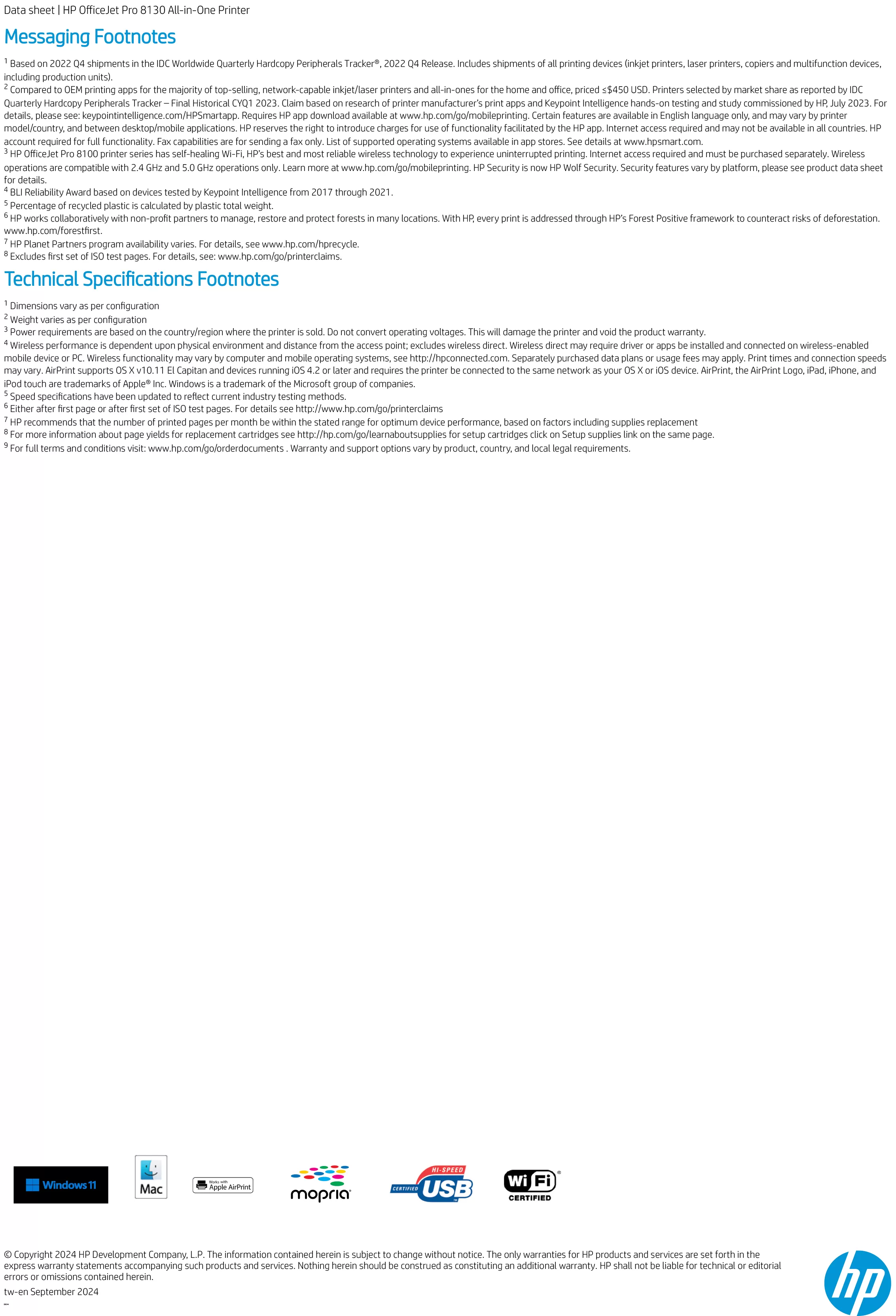 HP 惠普 OfficeJet Pro 8130 雙面列印 彩色無線多功能事務機 (68K80B)