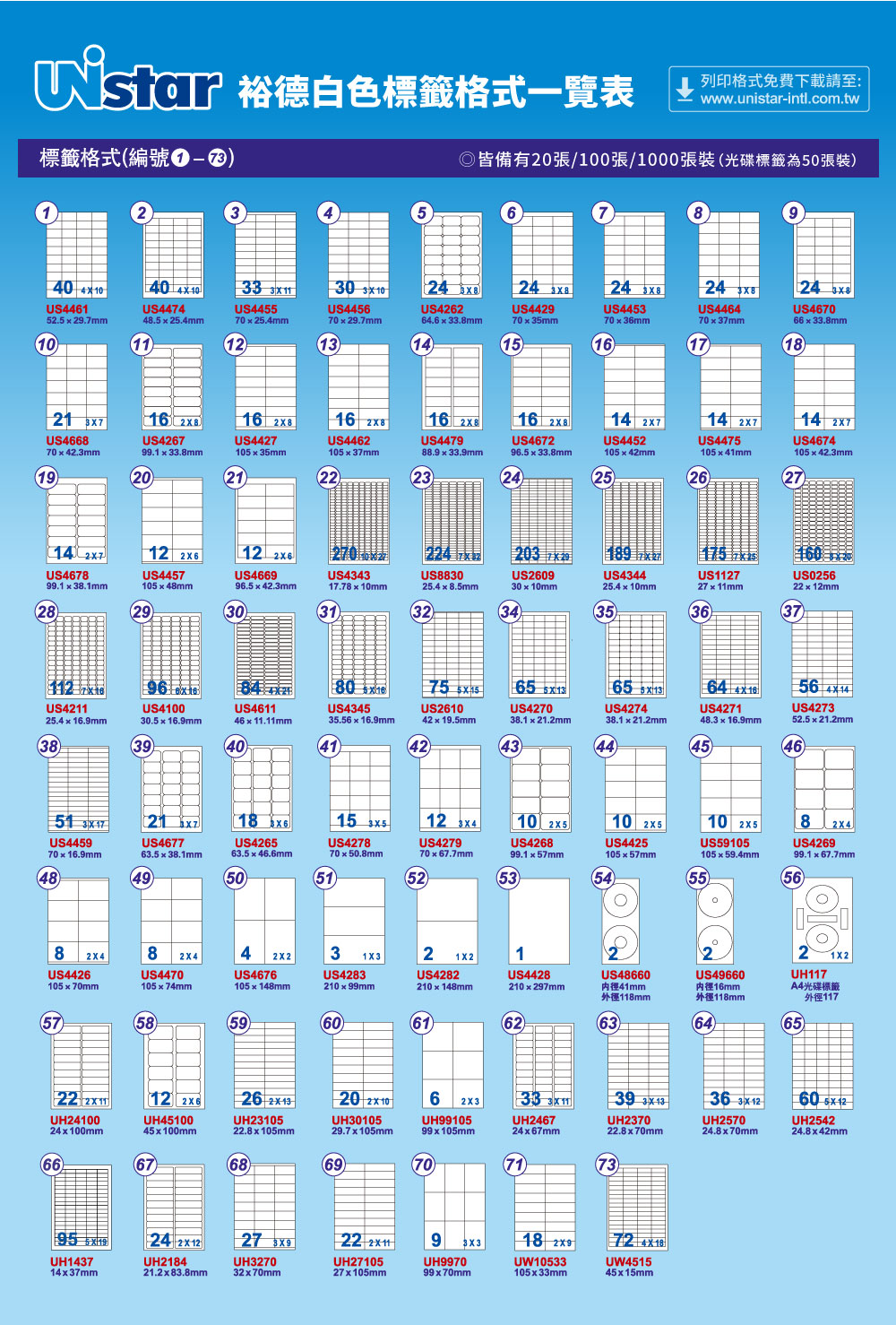 Unistar 裕德 UH2542 多功能白色標籤,實際價格以報價為主,UH2542,Unistar裕德UH2542多功能白色標籤,大量採購歡迎洽詢,安心品質