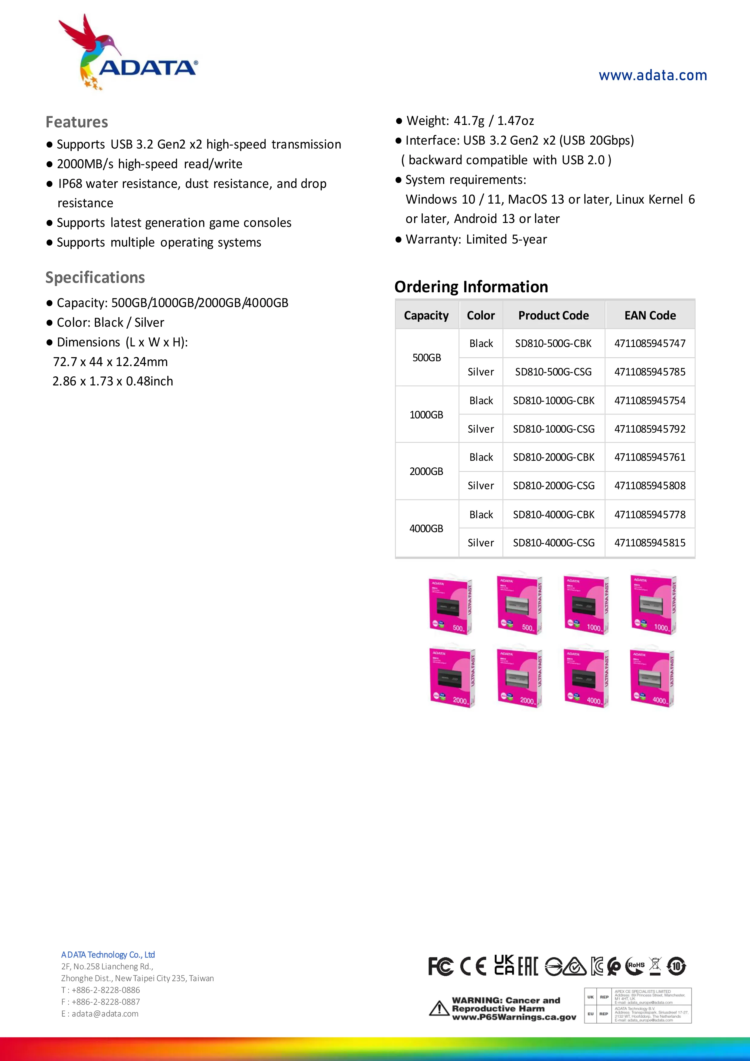 ADATA 威剛 SD810 外接式固態硬碟