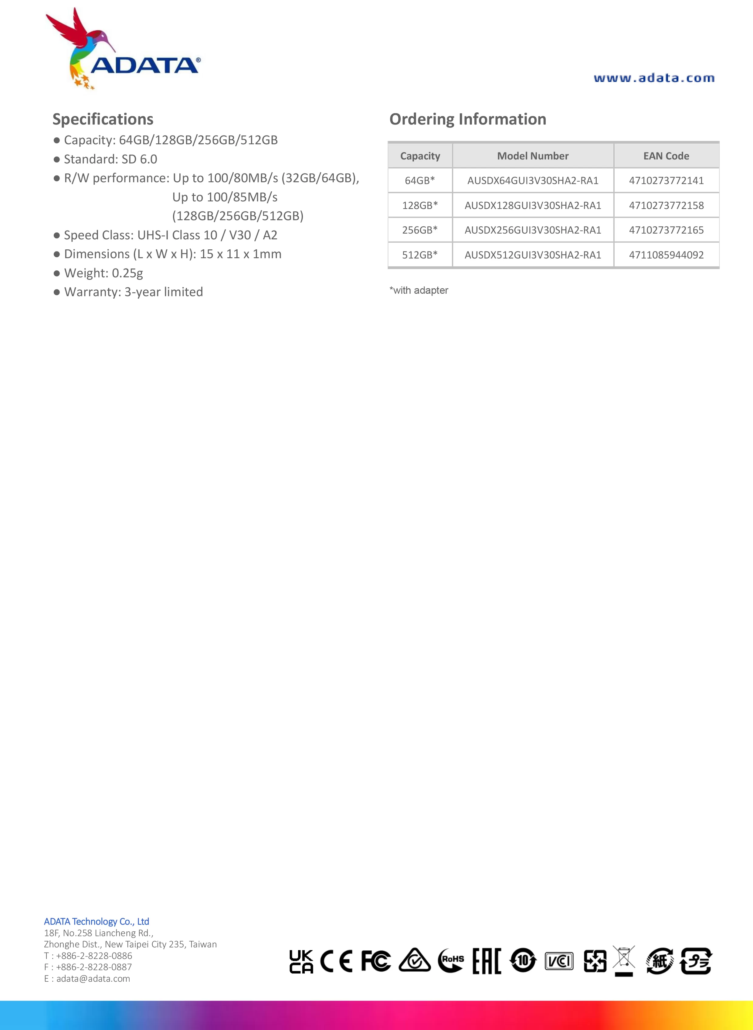 ADATA 威剛 High Endurance microSDXC/SDHC UHS-I Card