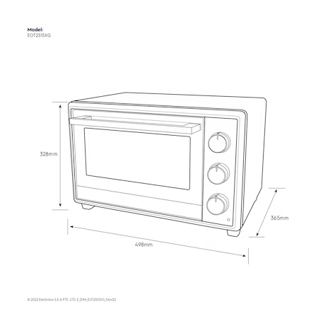 Electrolux 伊萊克斯 EOT2515XG 25L 極致美味500 獨立式電烤箱