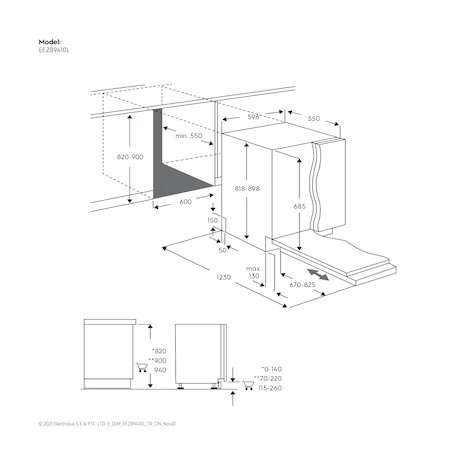 Electrolux 伊萊克斯 EEZB9410L 60公分 UltimateCare 800系列 15人份全嵌式洗碗機