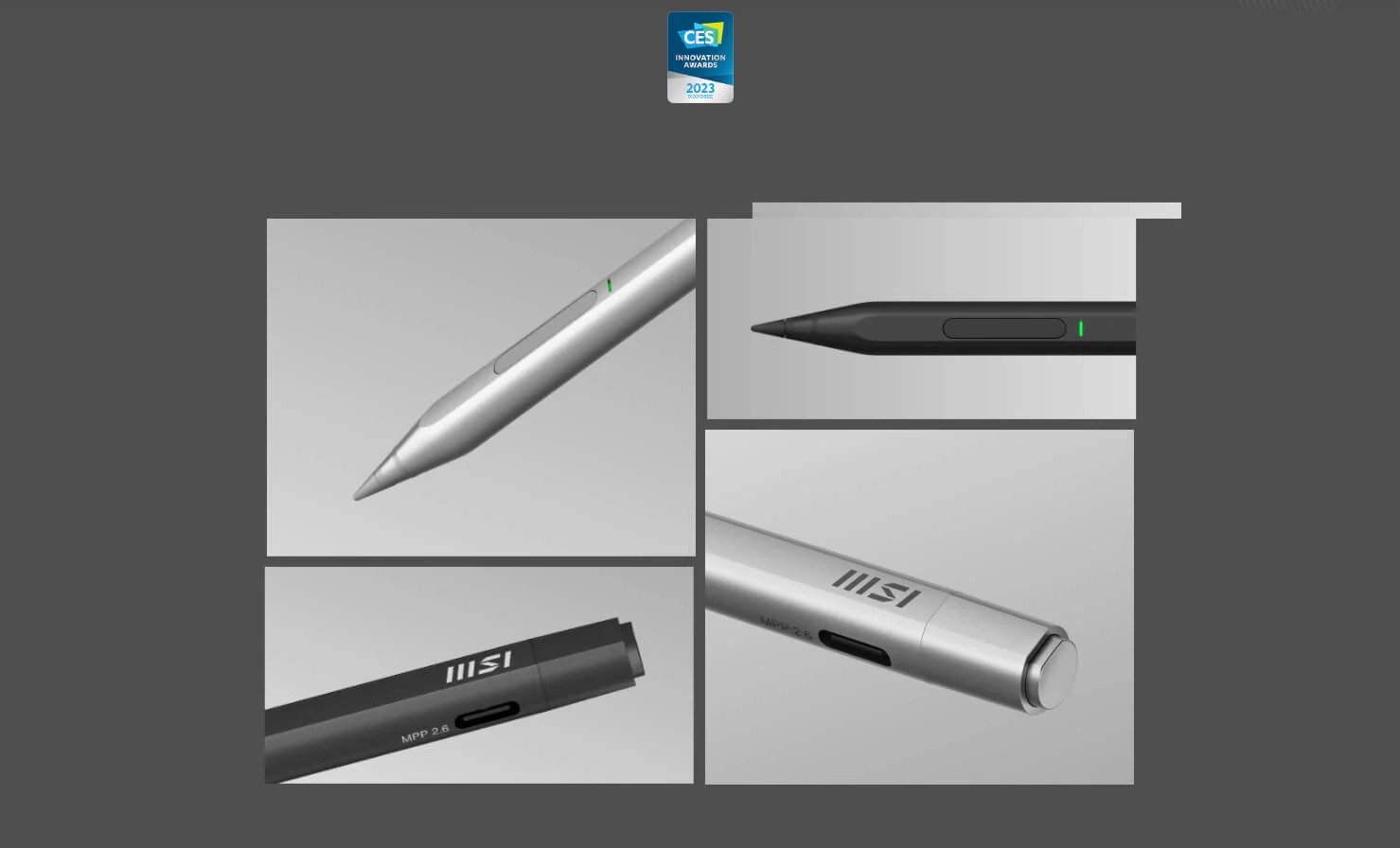 MSI Pen 2 觸控筆 灰色 | 4096級壓力感應 / 支援 MPP 2.6 / 替換筆尖