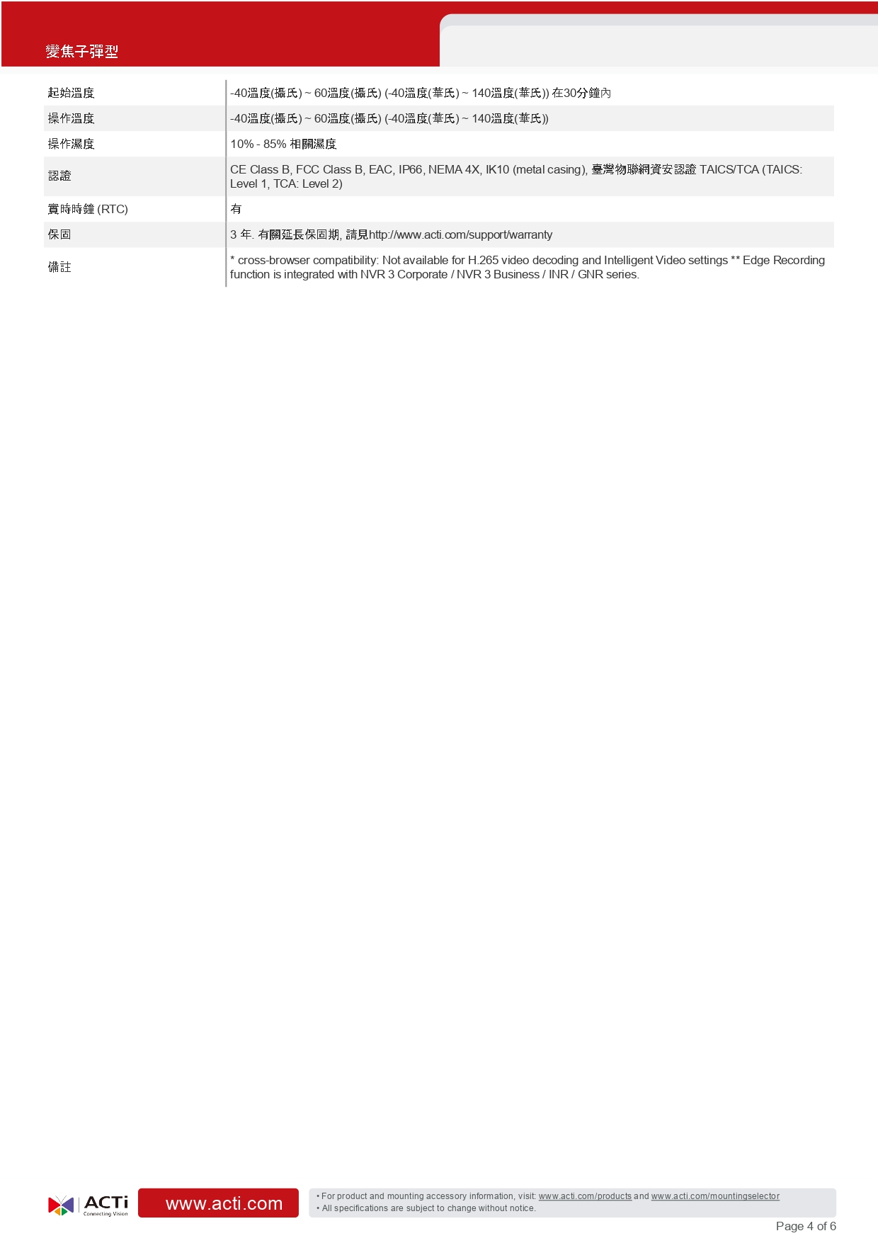 ACTi 建騰創達科技 B412變焦子彈型攝影機(300萬畫素),實際價格以報價為主,U52190021,ACTi建騰創達科技B412變焦子彈型攝影機(300萬畫素),原廠保固,大量採購歡迎洽詢