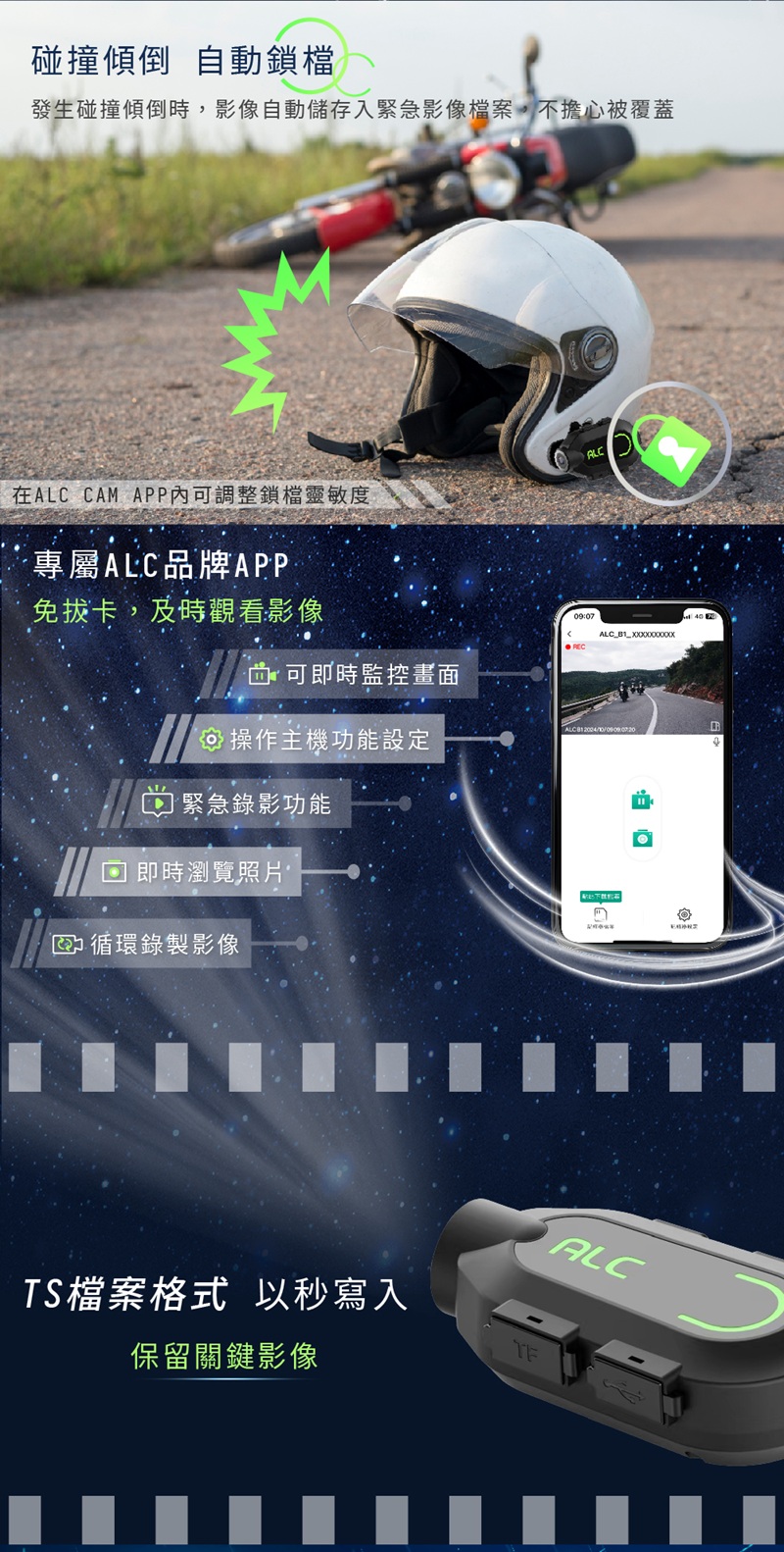 ALC 側掛式機車行車記錄器 ( B1 ),實際價格以報價為主,U52240001,ALC側掛式機車行車記錄器(B1),原廠保固,大量採購歡迎洽詢