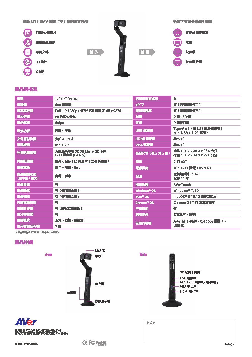 AVer M11-8MV機械式手臂USB實物(投)攝影機,U52500039,AVerM11-8MV機械式手臂USB實物(投)攝影機,原廠保固,大量採購歡迎洽詢,品質保證