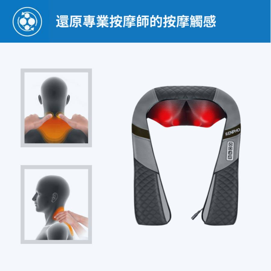 RENPHO 肩頸背按摩器 ( RP-SNM061 ),實際價格以報價為主,U52750038,RENPHO肩頸背按摩器(RP-SNM061),原廠保固,大量採購歡迎洽詢