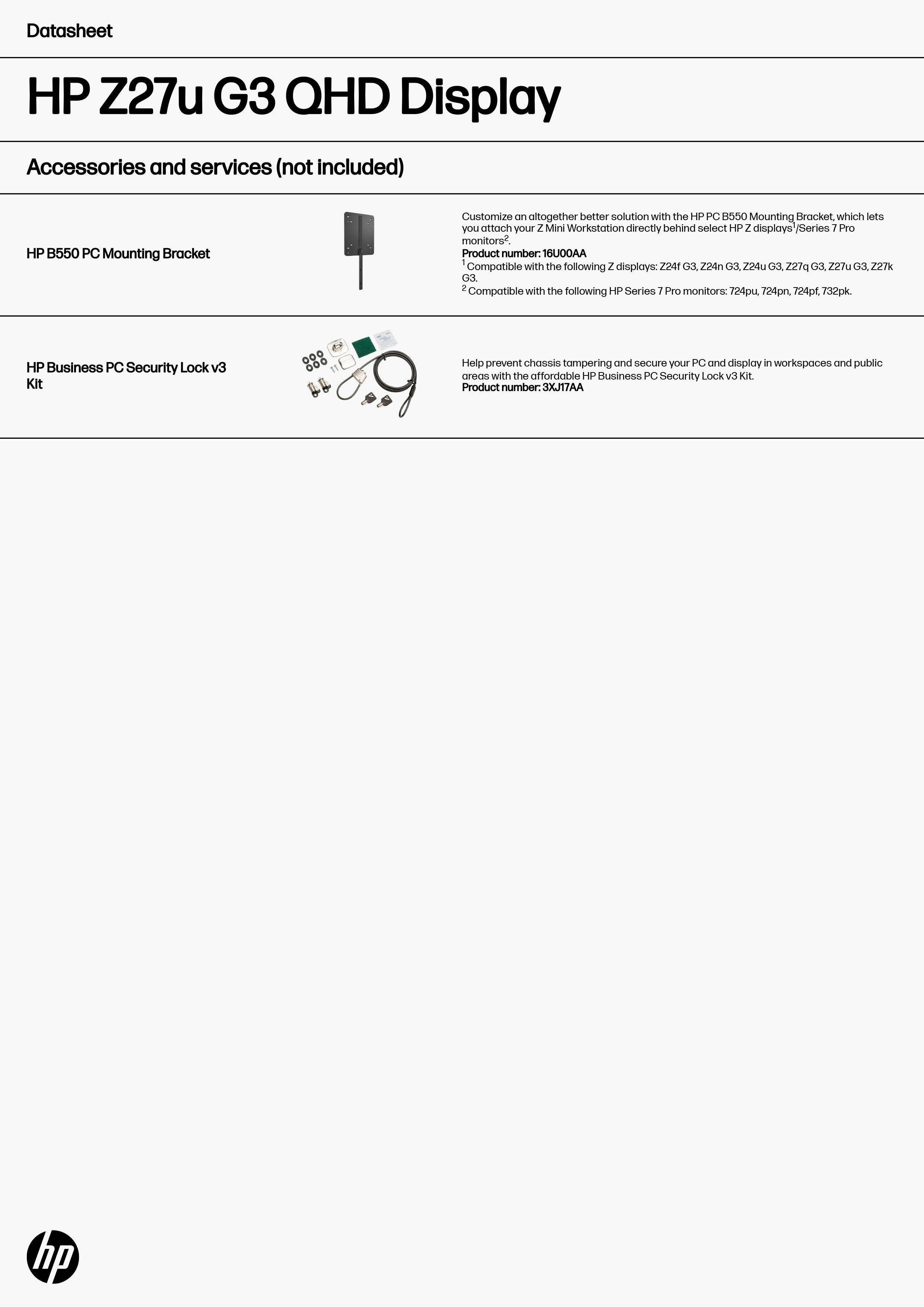 HP 惠普 Z27u G3 QHD 顯示器 (1B9X2AA)