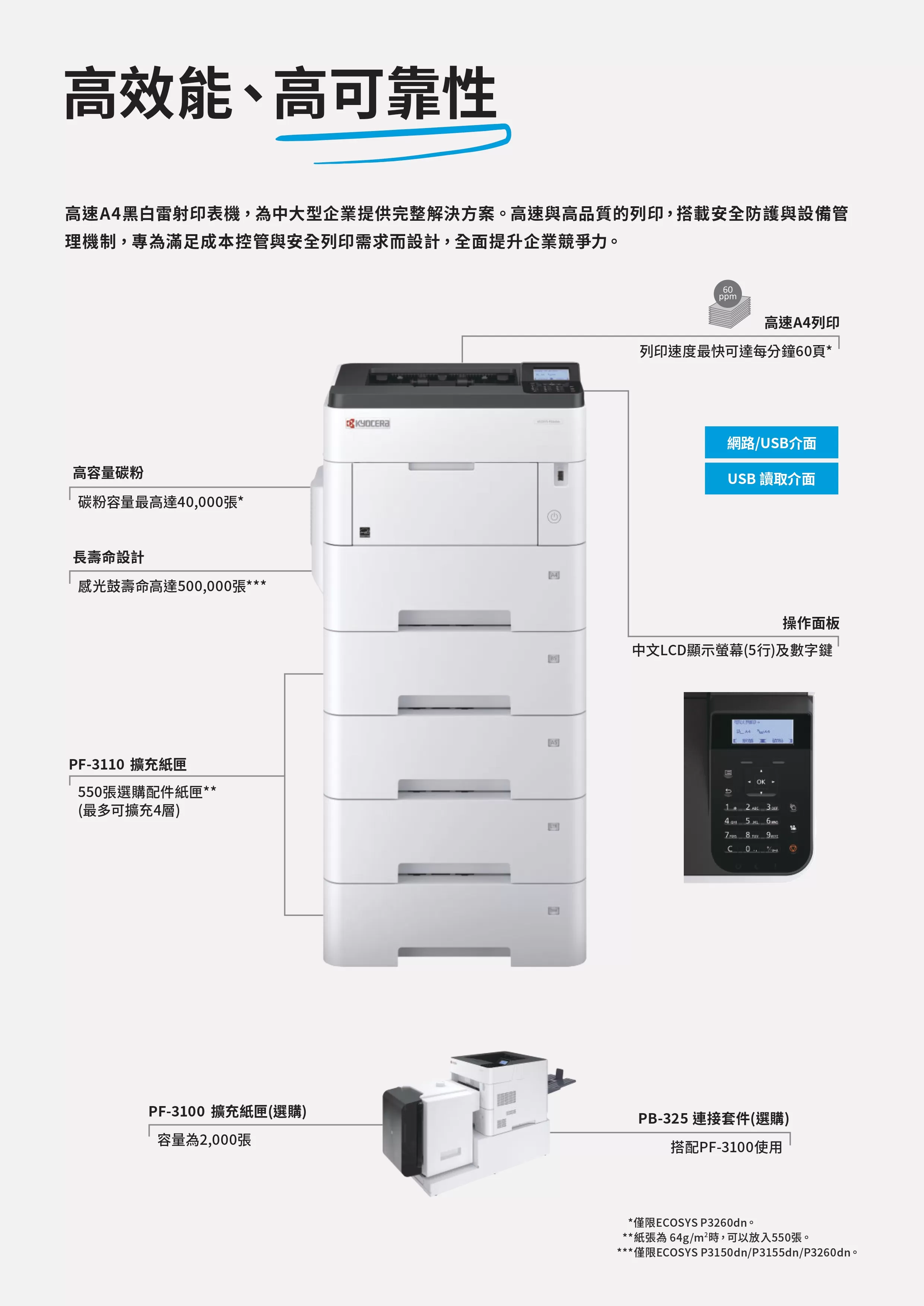 Kyocera 京瓷 ECOSYS P3150dn 黑白雷射印表機
