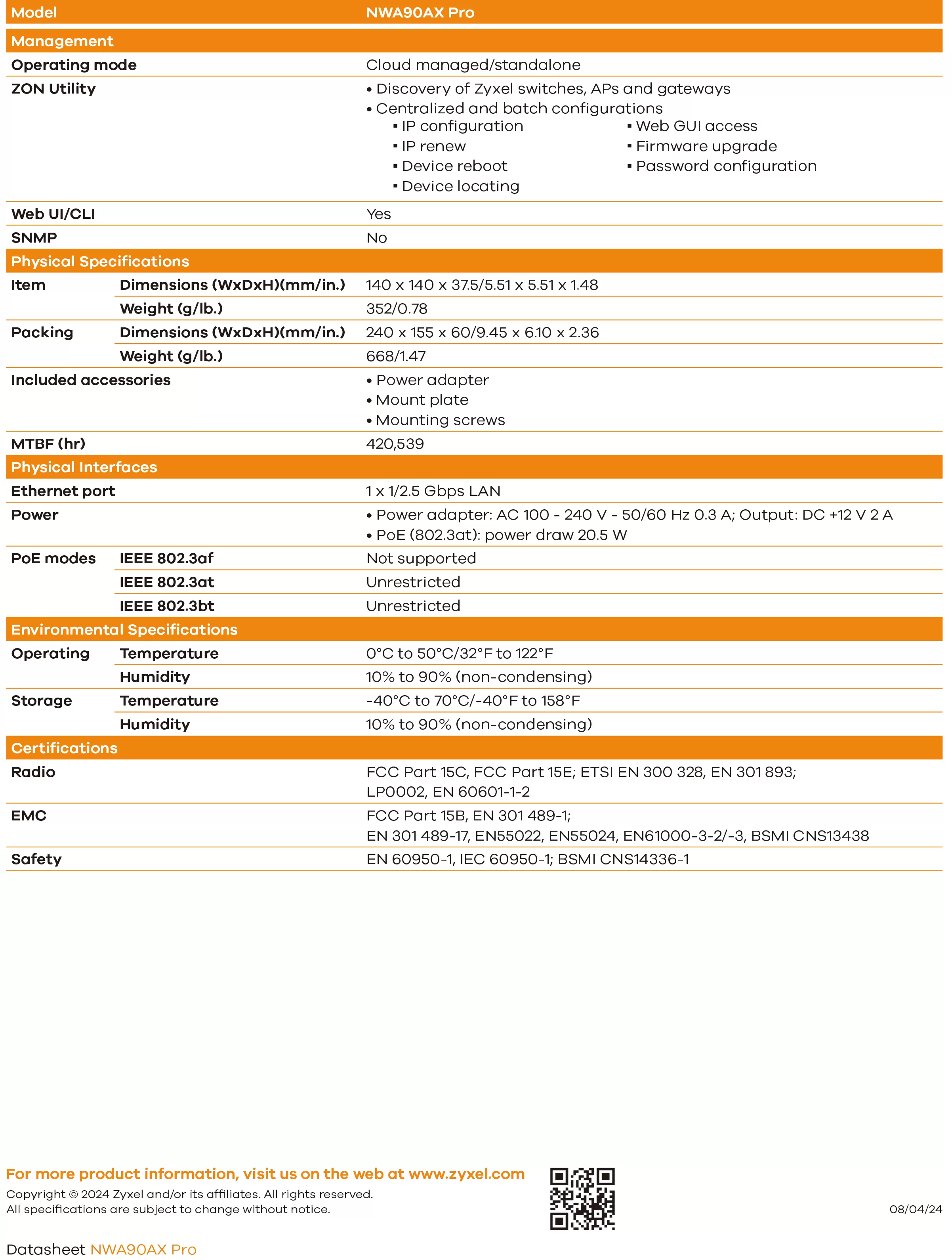 Zyxel 兆勤 AX3000 WiFi 6 雙頻 NebulaFlex 無線網路基地台