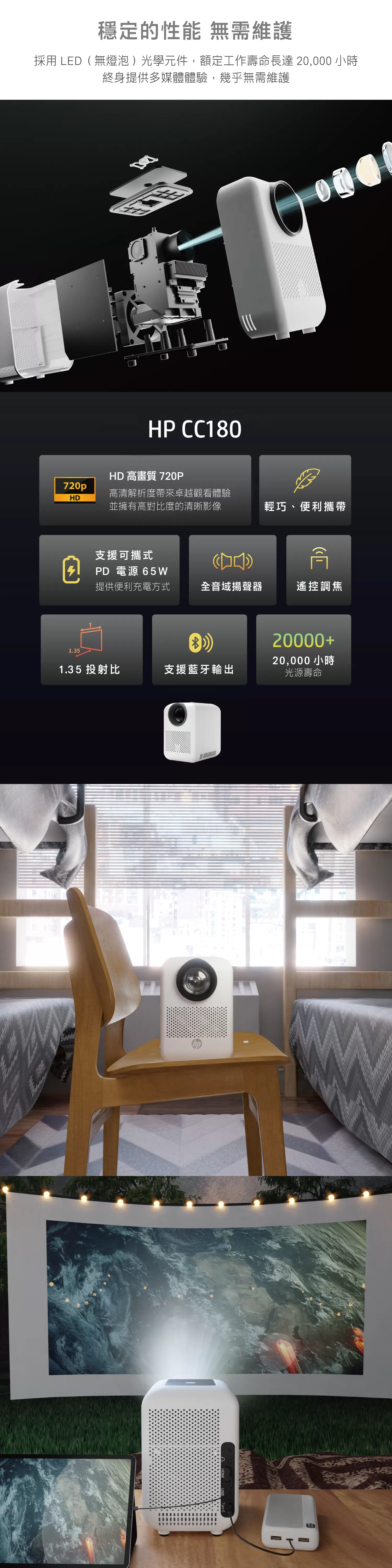 HP 惠普 可攜式投影機 CC180
