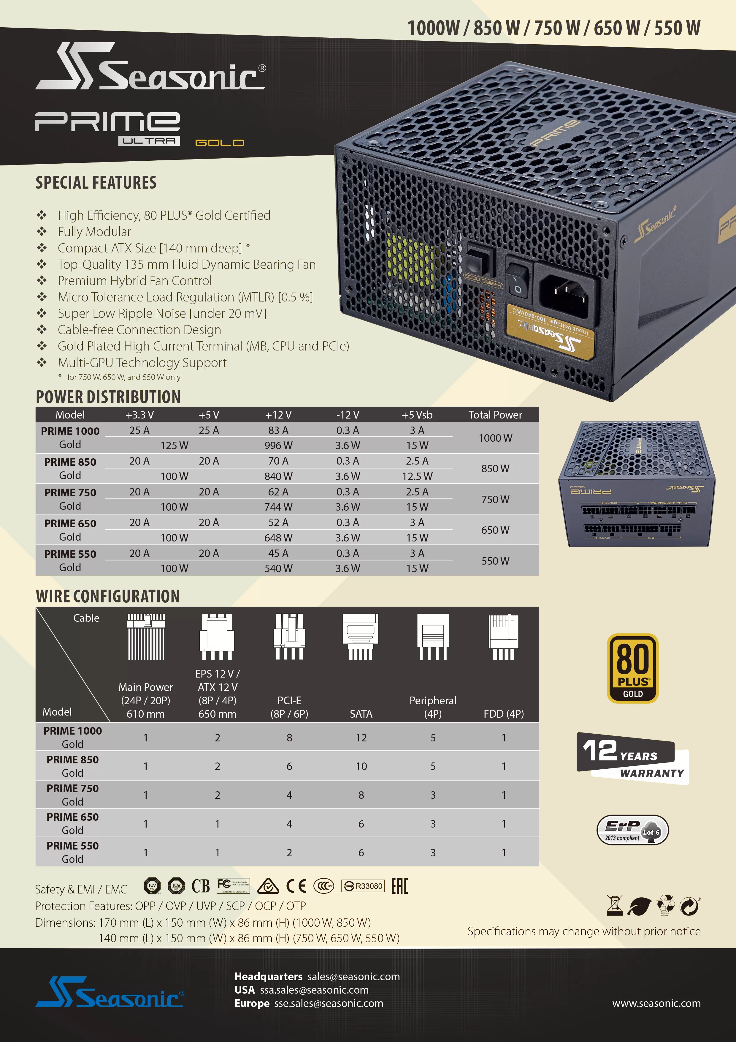 SeaSonic 海韻 Prime ULTRA 850W Gold 全模組 80 PLUS 金牌 電源供應器