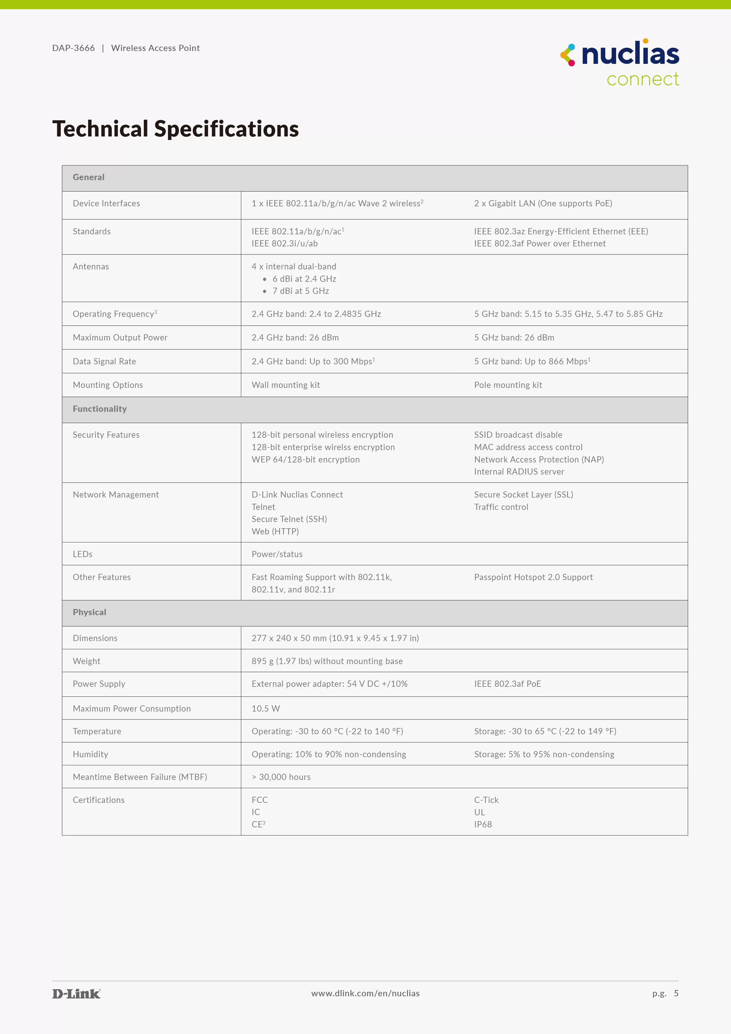 D-Link 友訊 DAP-3666 Wireless AC1200 Wave2 戶外型雙頻PoE無線基地台