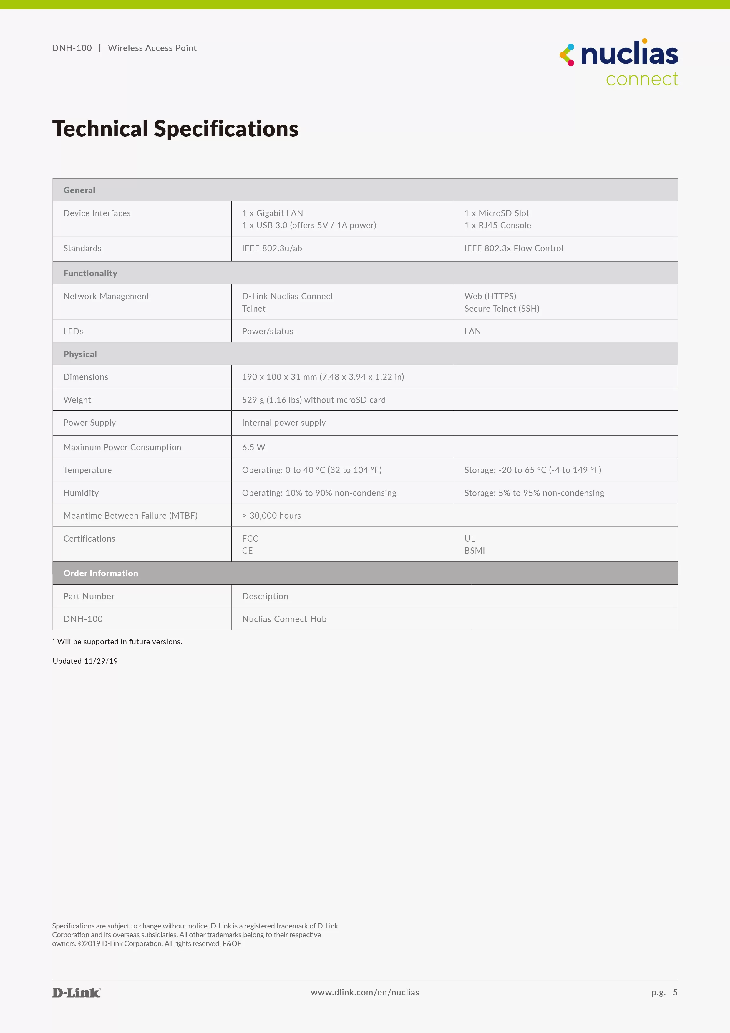 D-Link 友訊 DNH-100 Nuclias Connect 無線網路硬體控制器