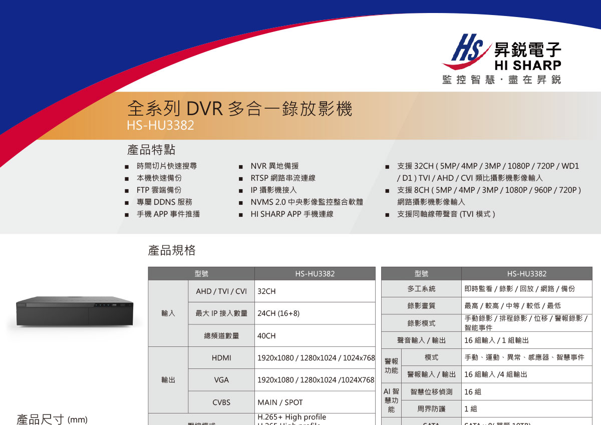 HI SHARP 昇銳HS-HU3382 32路 5MPDVR多合一錄放影機 支援8硬碟警報,U52240021,HISHARP昇銳HS-HU338232路5MPDVR多合一錄放影機支援8硬碟警報,原廠保固,大量採購歡迎洽詢,品質保證