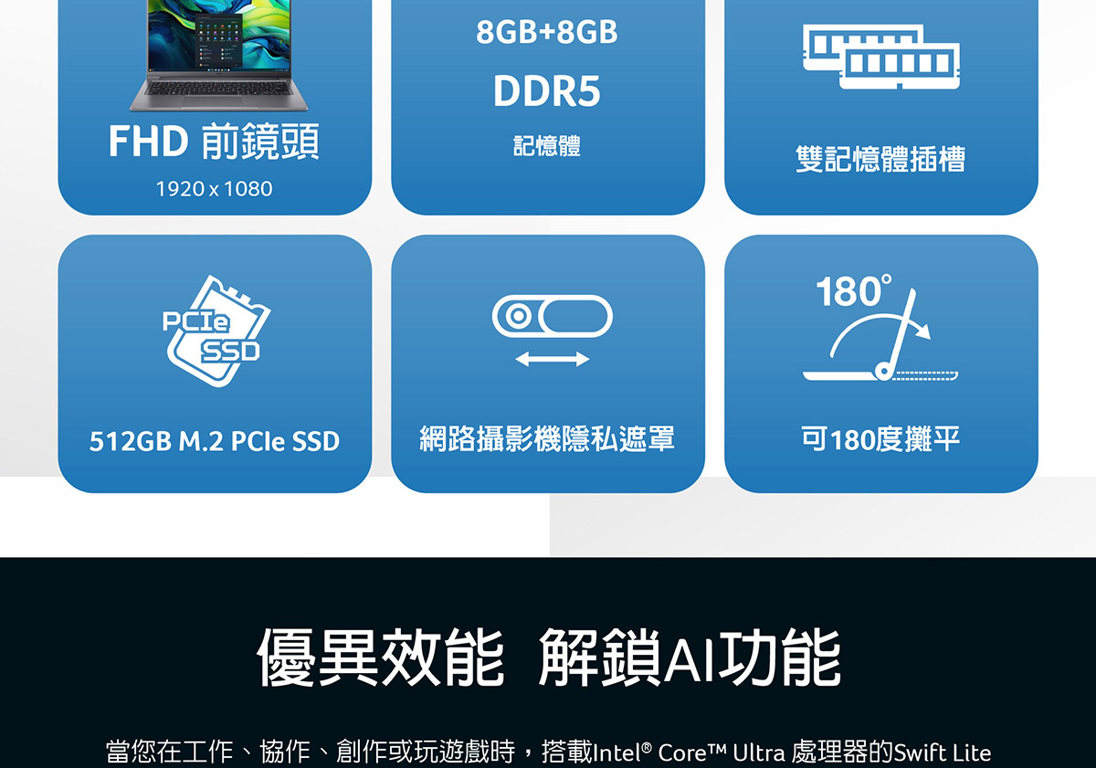 ACER Swift Lite系列:SFL14-51M-54Q6(銀) 輕薄AI筆記型電腦( UN.JA6TA.001 ),U52430036,ACERSwiftLite系列:SFL14-51M-54Q6(銀)輕薄AI筆記型電腦(UN.JA6TA.001),原廠保固,大量採購歡迎洽詢,品質保證