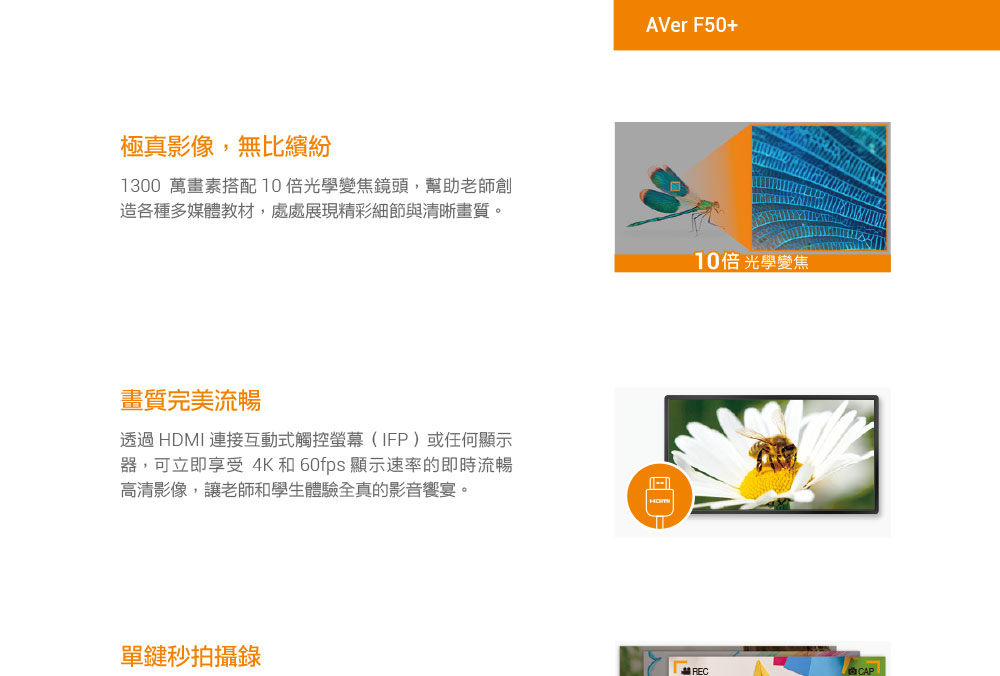 AVer F50+實物投影機1300萬畫素,U52500027,AVerF50+實物投影機1300萬畫素,原廠保固,大量採購歡迎洽詢,品質保證