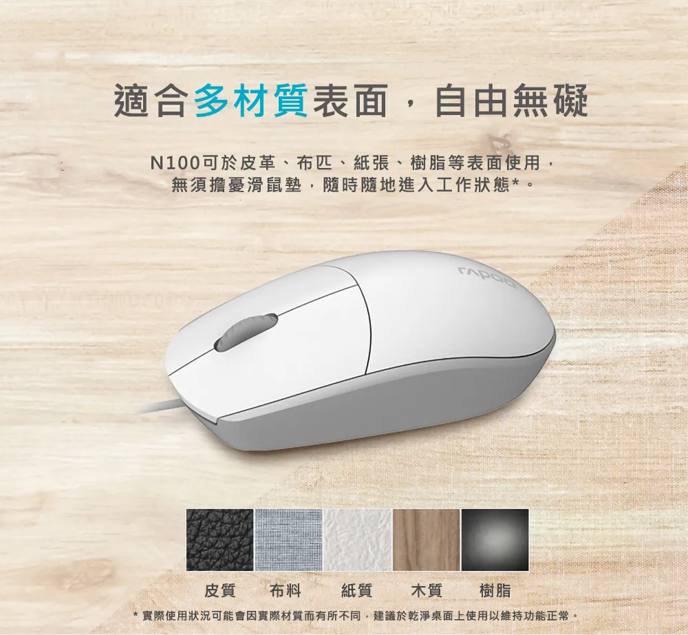 RAPOO 雷柏 N100 有線光學滑鼠/B,U52540041,RAPOO雷柏N100有線光學滑鼠/B,原廠保固,大量採購歡迎洽詢,品質保證