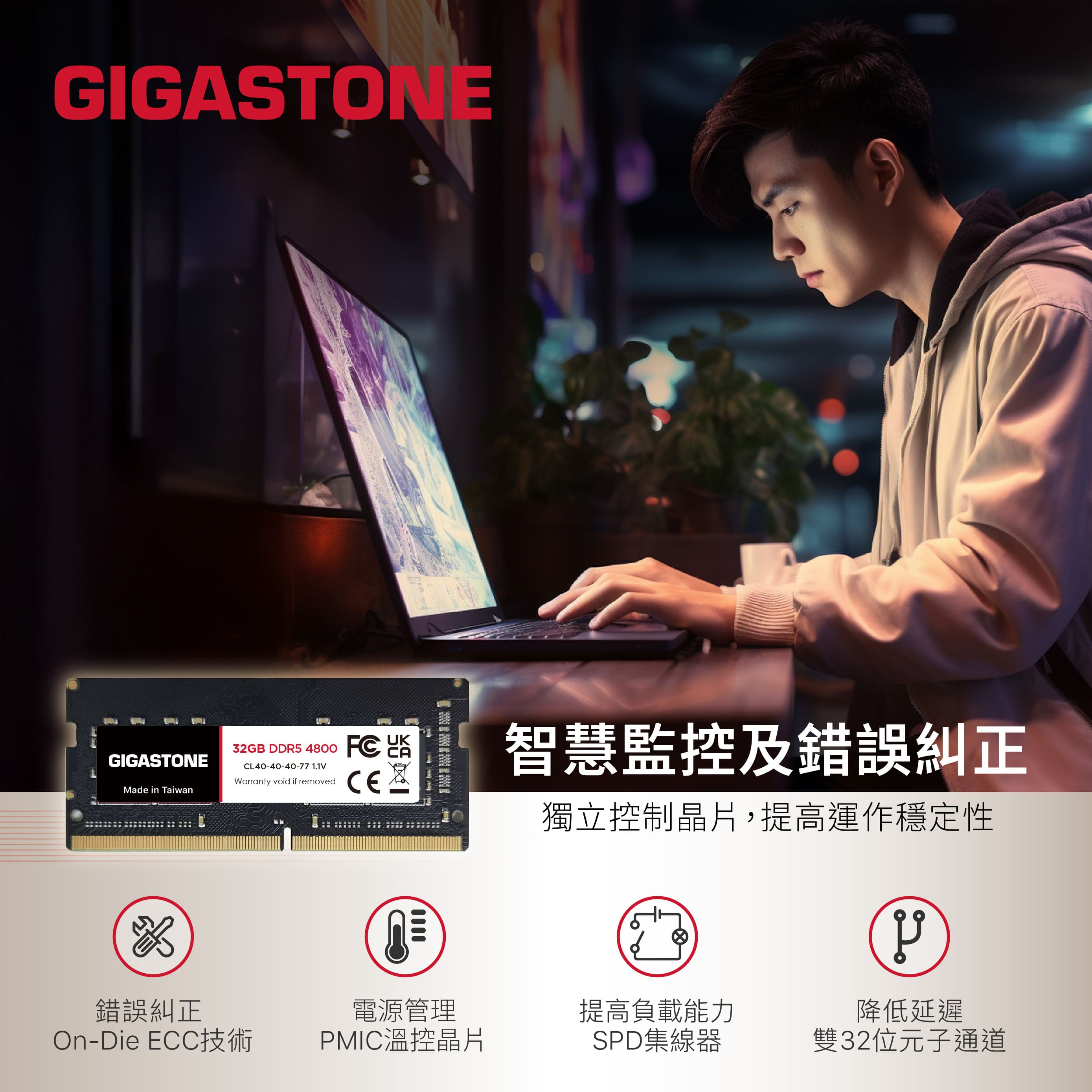 GIGASTONE DDR5 SODIMM 4800MHz 32G 筆記型記憶體,實際價格以報價為主,U52660010,GIGASTONEDDR5SODIMM4800MHz32G筆記型記憶體,原廠保固,大量採購歡迎洽詢
