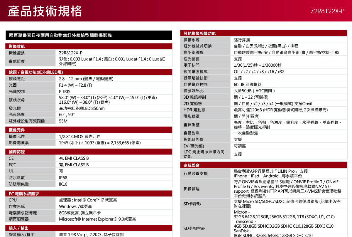 LILIN Z2R8122X-P網路攝影機,U52680046,LILINZ2R8122X-P網路攝影機,原廠保固,大量採購歡迎洽詢,品質保證