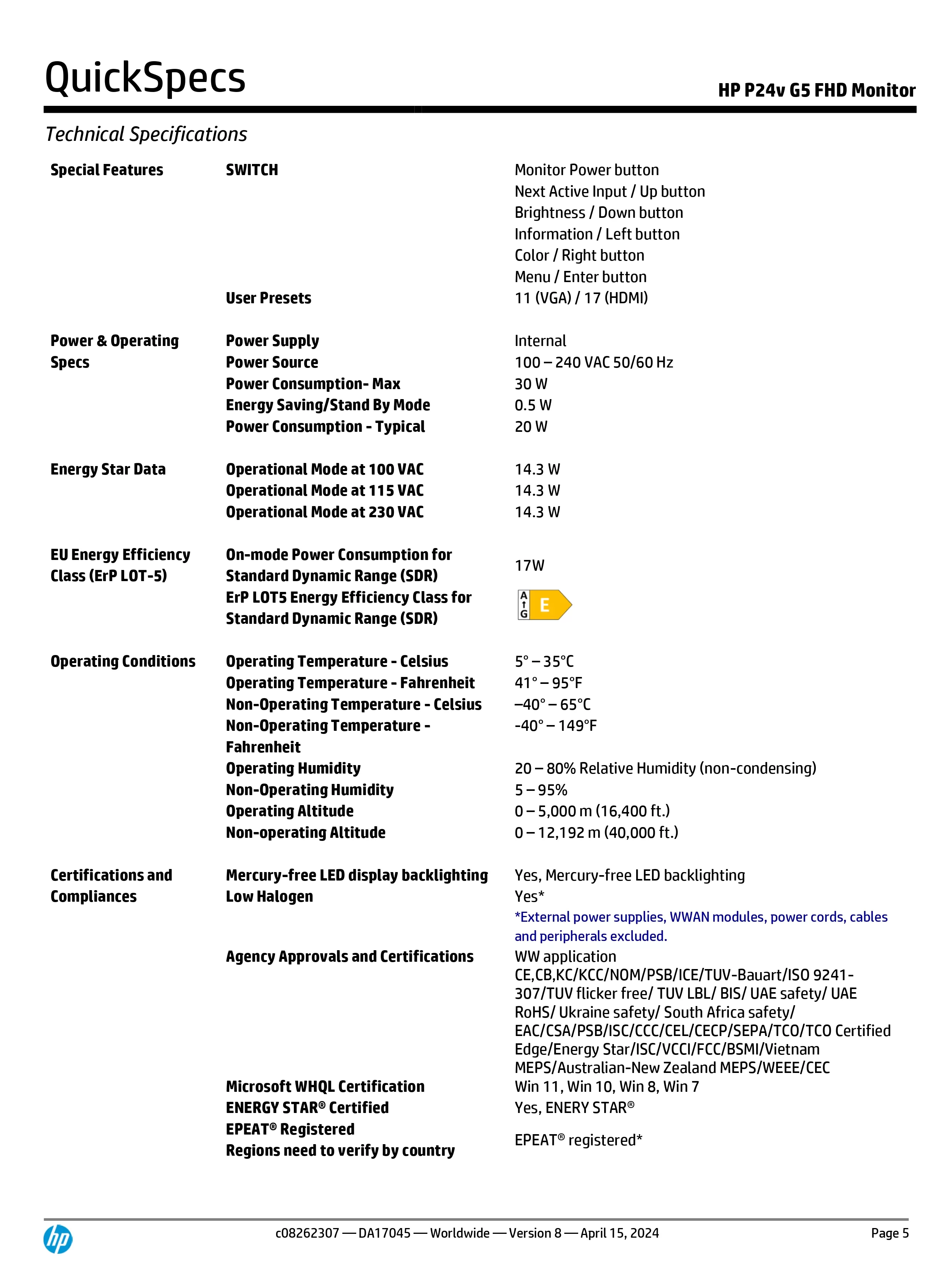 HP 惠普 P24v G5 FHD 顯示器 (64W18AA),實際價格以報價為主,64W18AA,HP惠普P24vG5FHD顯示器(64W18AA),原廠保固,大量採購歡迎洽詢