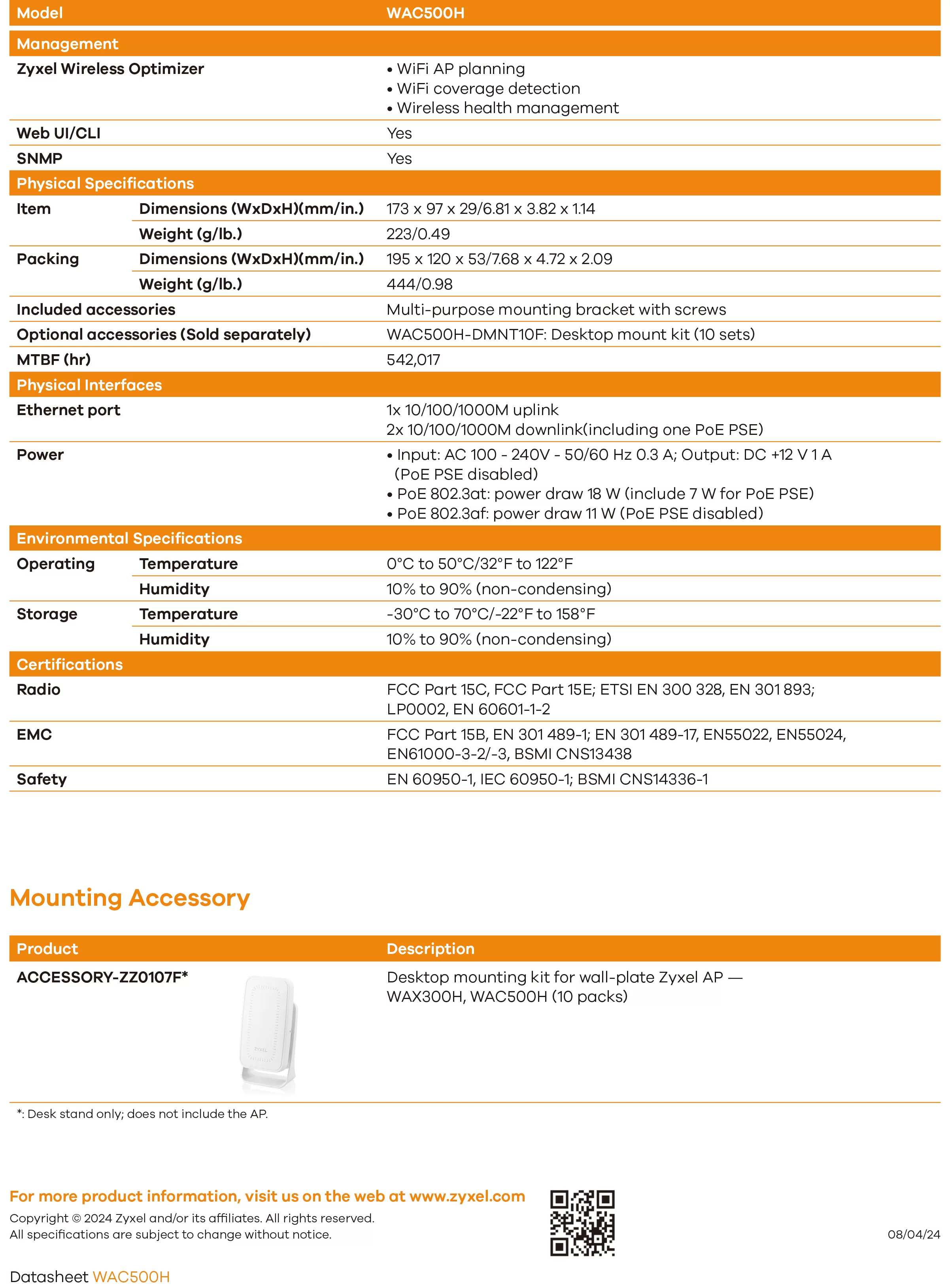 Zyxel 兆勤 AC1200 WiFi 5 Wave 2 雙頻 NebulaFlex Pro 壁掛式無線網路基地台